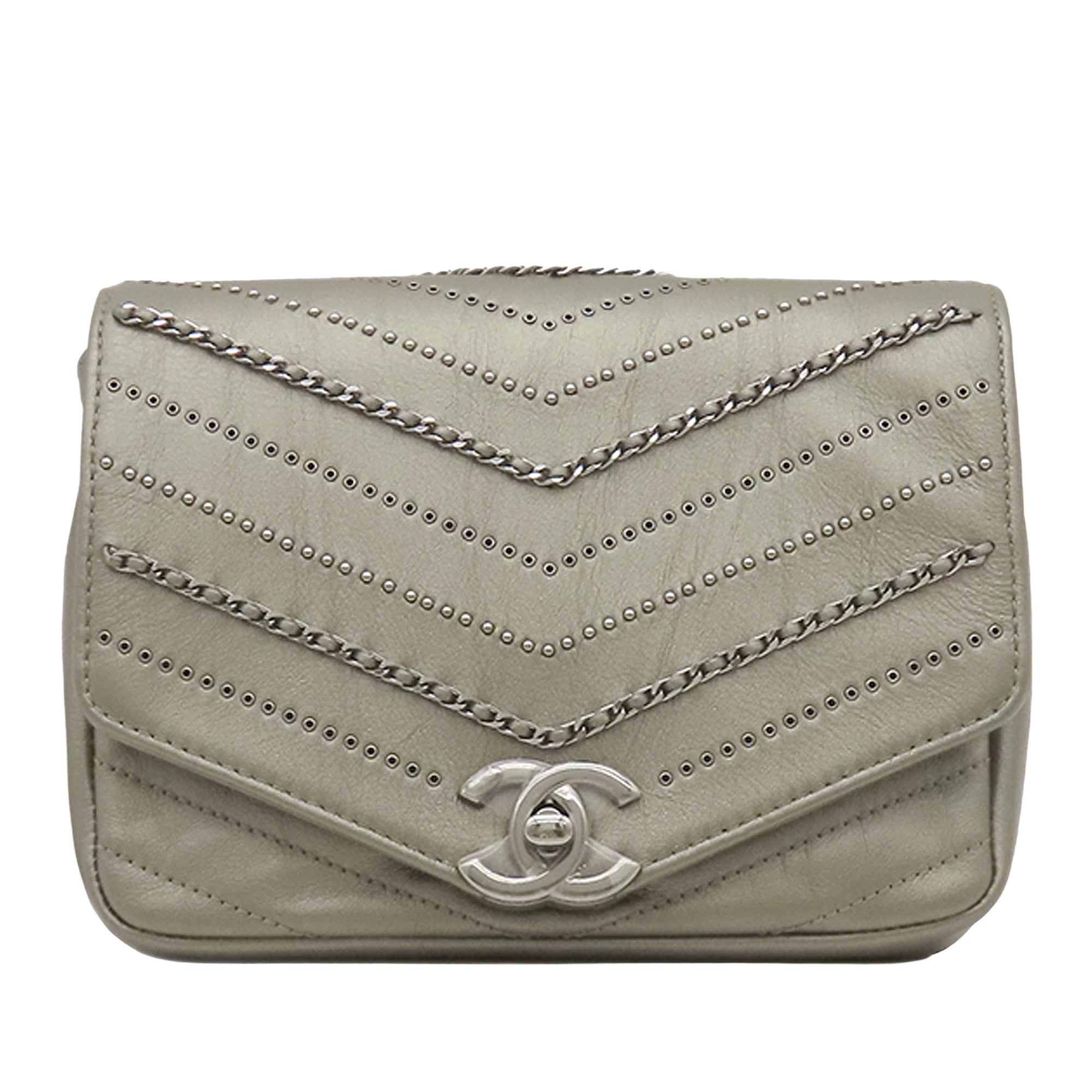 Small Chevron Calfskin Embellished Data Center Envelope Flap - Image 1