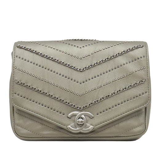 Small Chevron Calfskin Embellished Data Center Envelope Flap - Image 1
