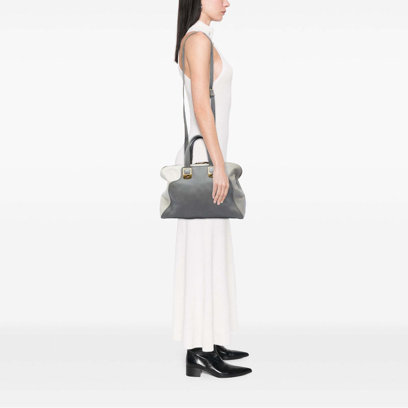 Large Leather Colorblock Chameleon Satchel - Image 5