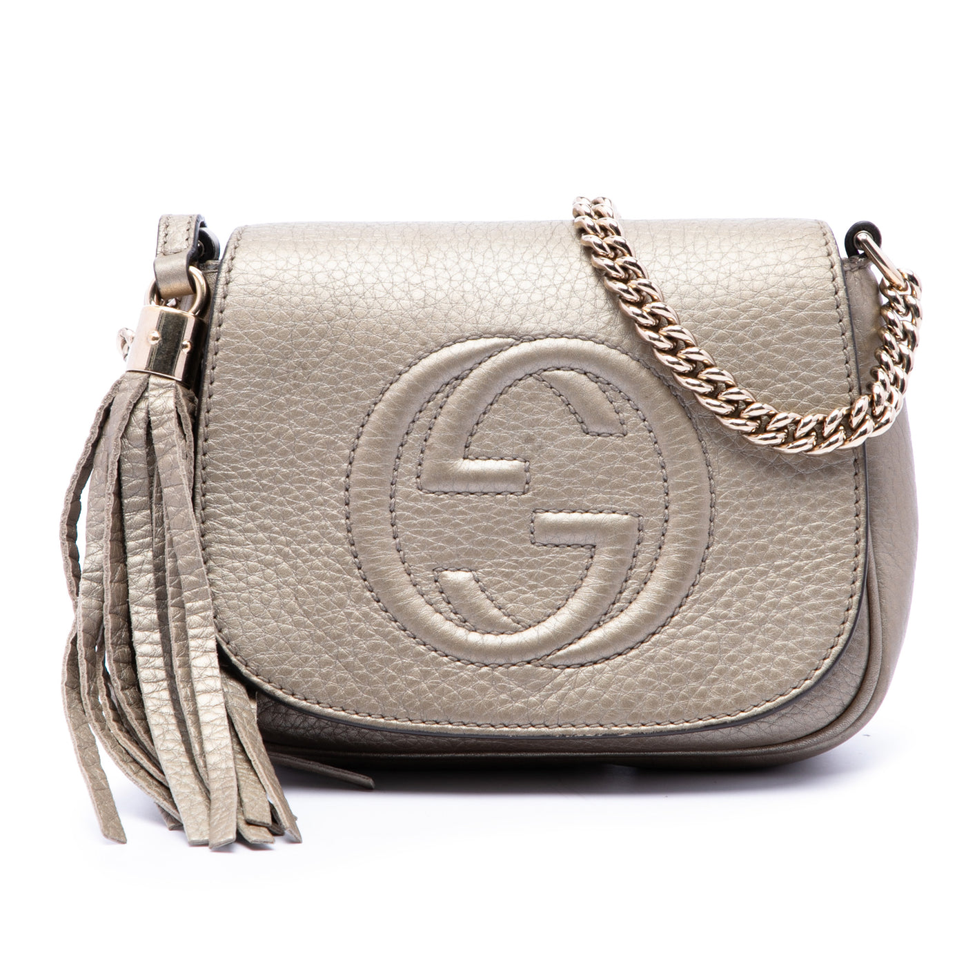 Small Metallic Leather Soho Chain Flap Crossbody - Image 1