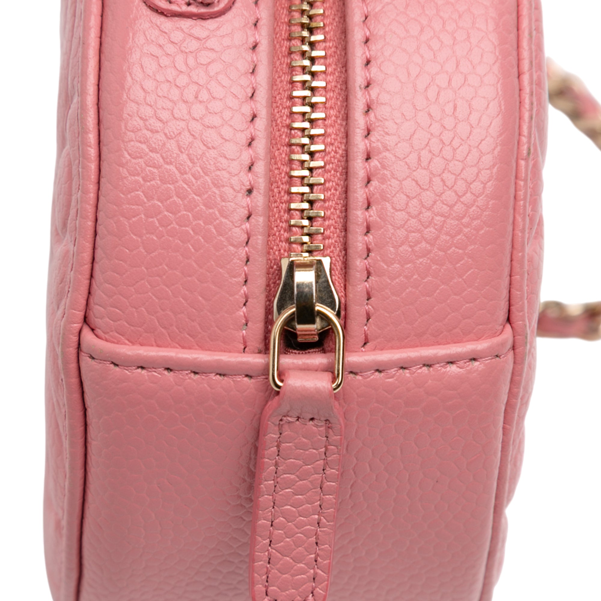 CC Embossed Caviar Camellia Round Clutch With Chain - Image 7