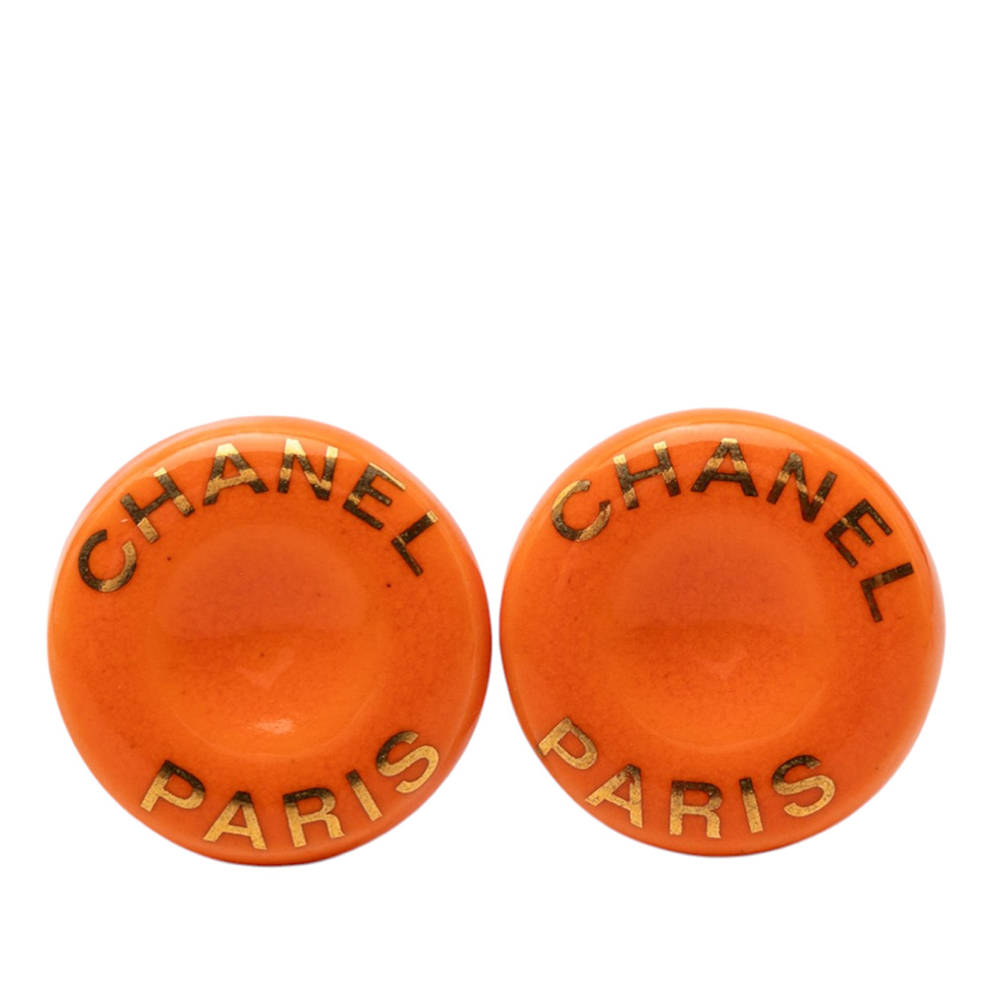 Resin Logo Round Clip On Earrings - Image 1