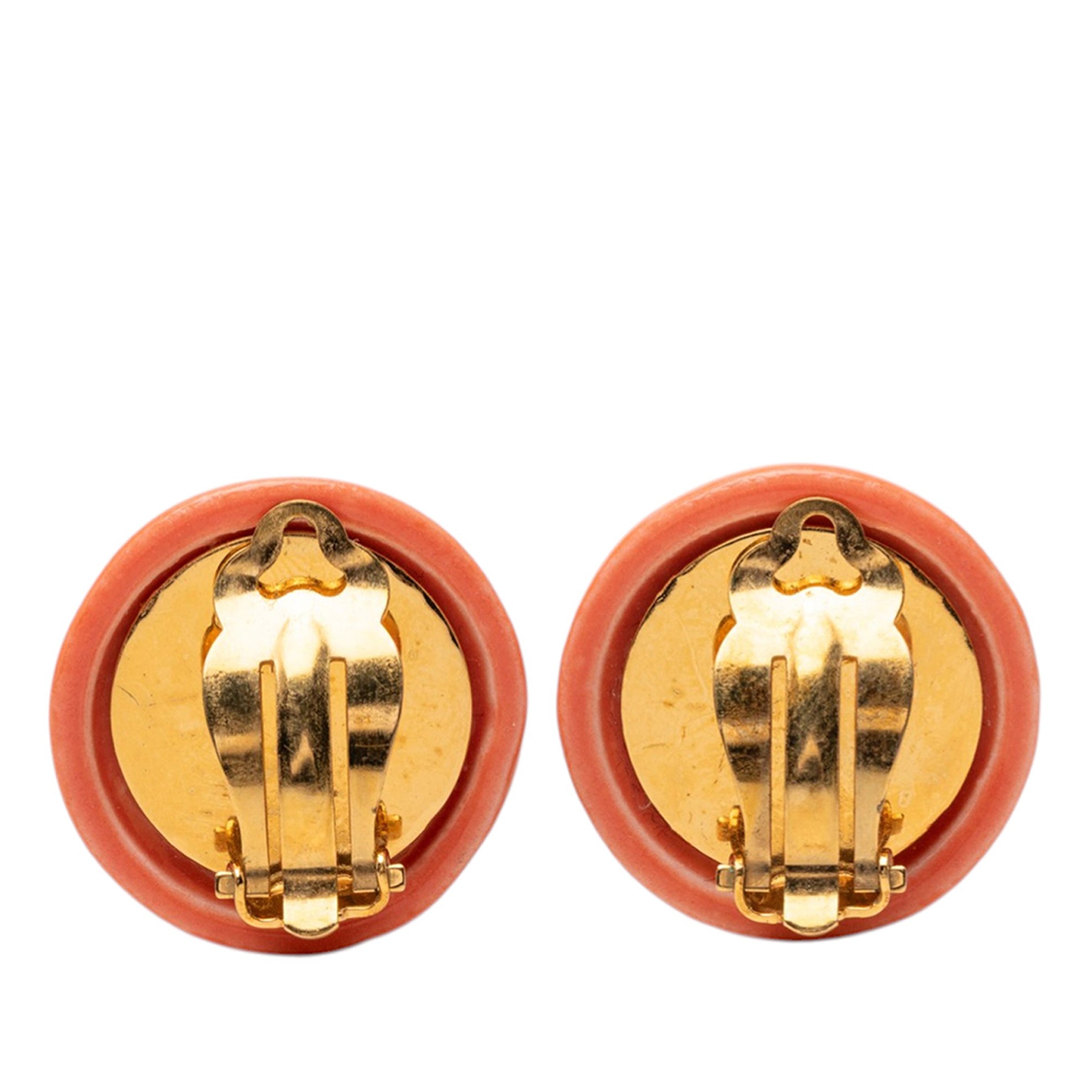 Resin Logo Round Clip On Earrings - Image 2