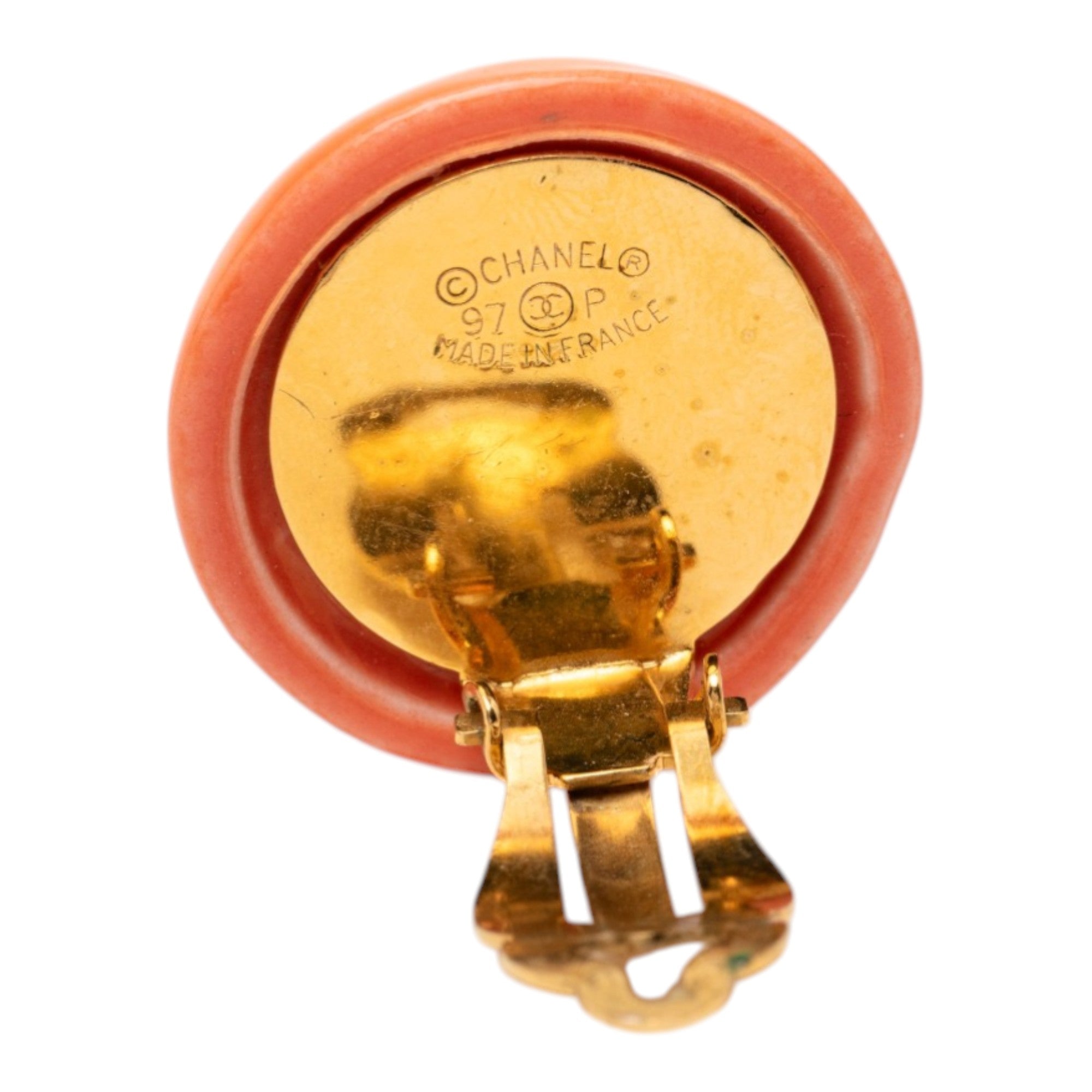 Resin Logo Round Clip On Earrings - Image 3