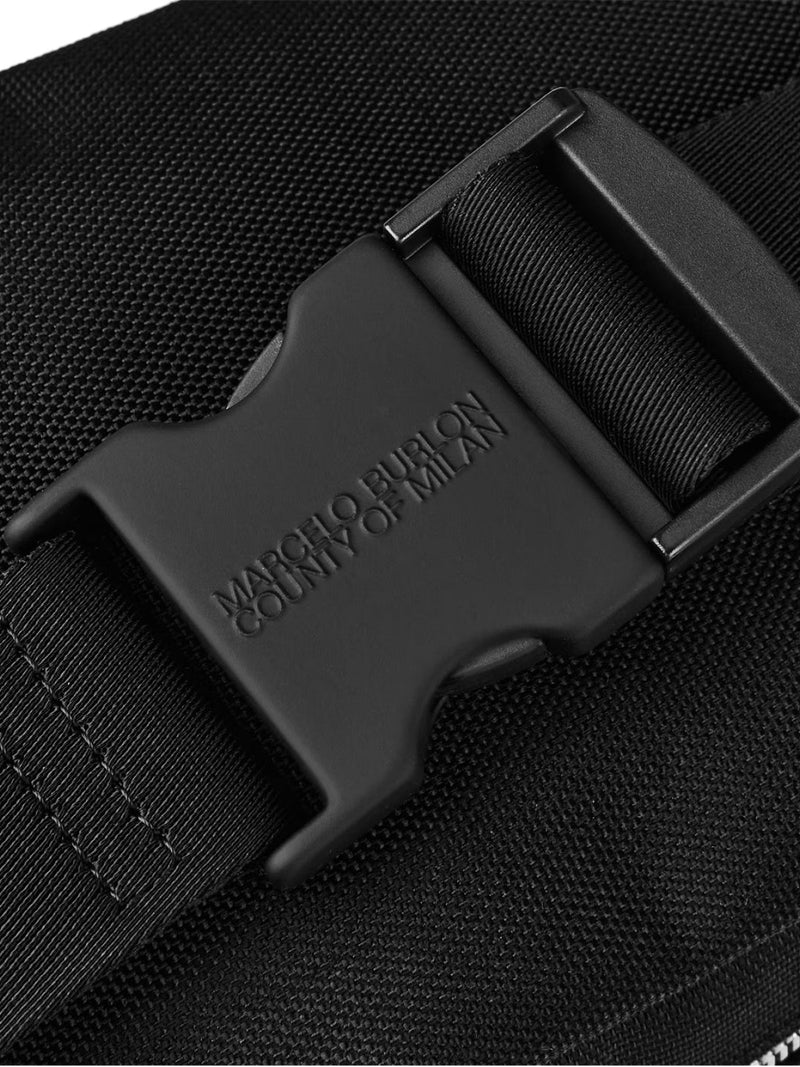 Marcelo Burlon Embroidered Cross Logo Belt Bag — Black Textile