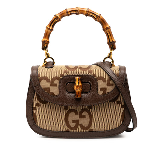 Small Jumbo GG Canvas Bamboo 1947 Top Handle Bag - Image 1