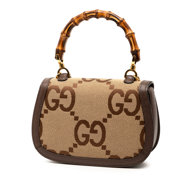 Small Jumbo GG Canvas Bamboo 1947 Top Handle Bag - Image 2
