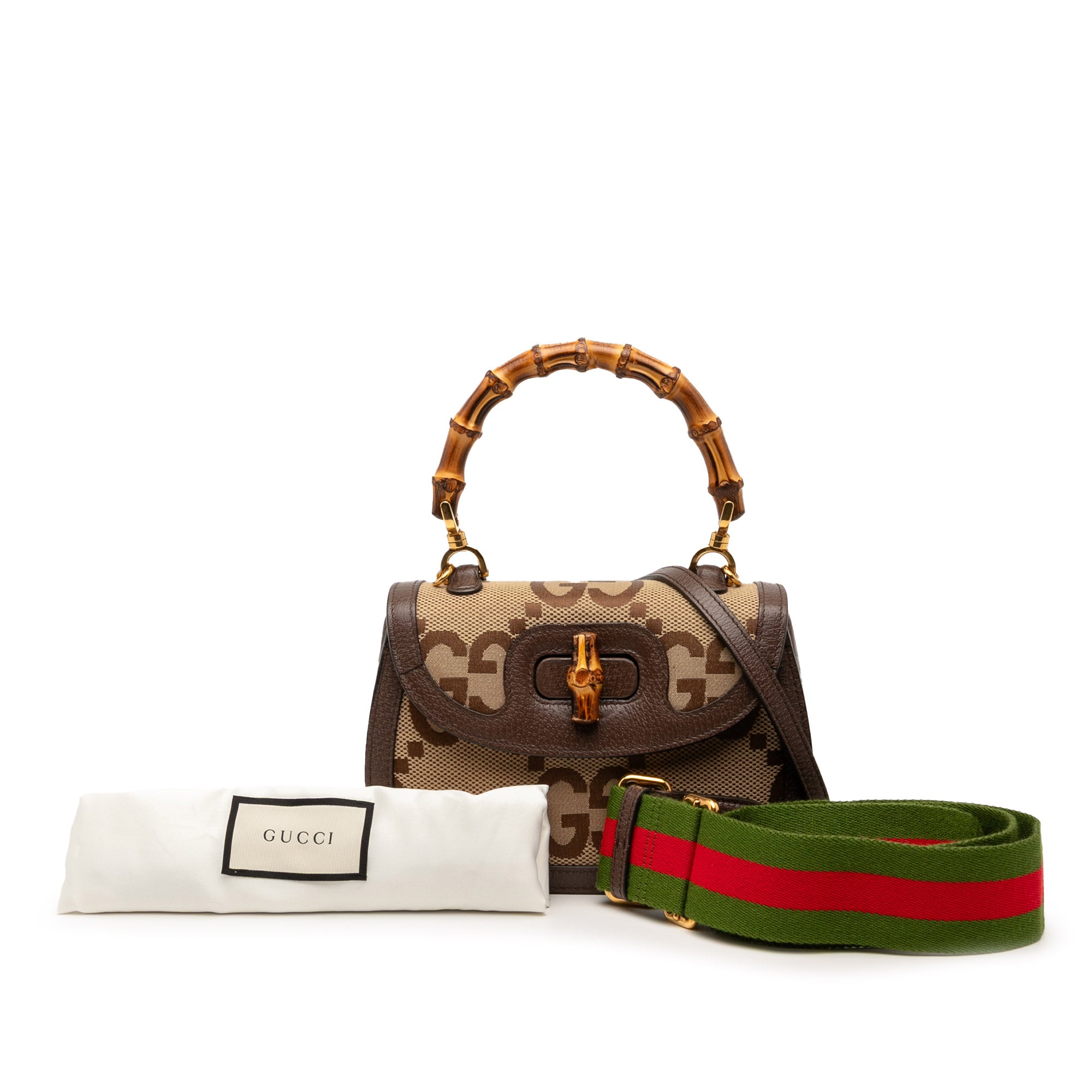Small Jumbo GG Canvas Bamboo 1947 Top Handle Bag - Image 8