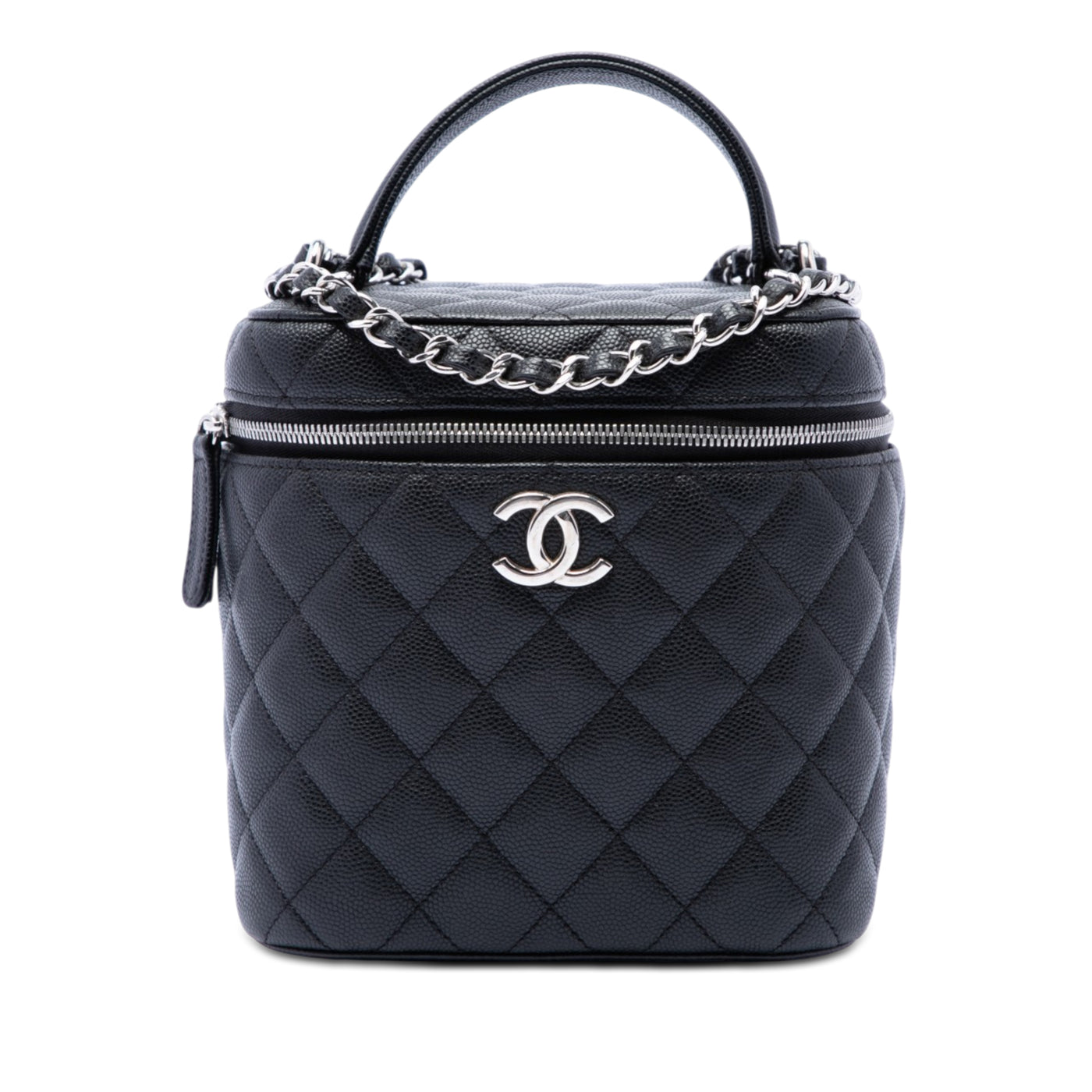 CC Quilted Caviar Top Handle Vanity with Chain - Image 1