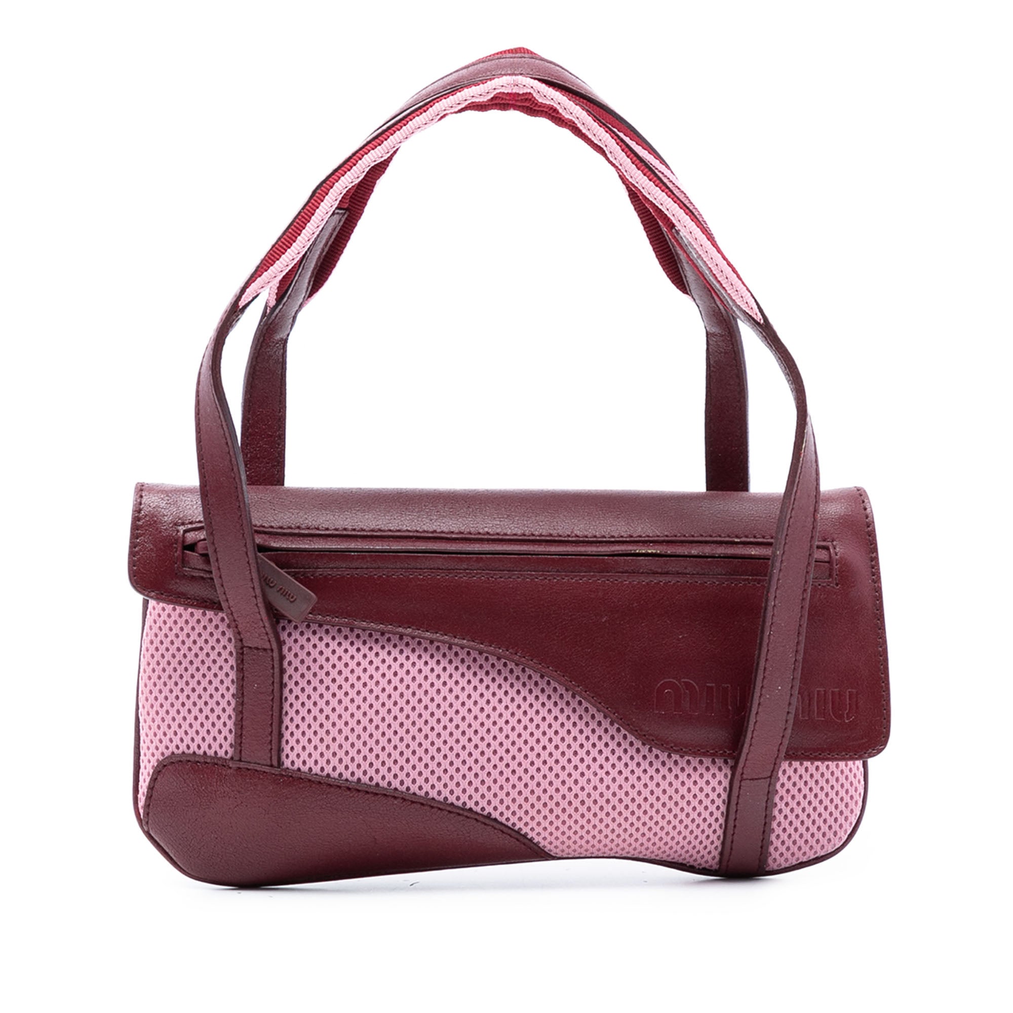 Leather Trimmed Mesh Handbag - Image 1