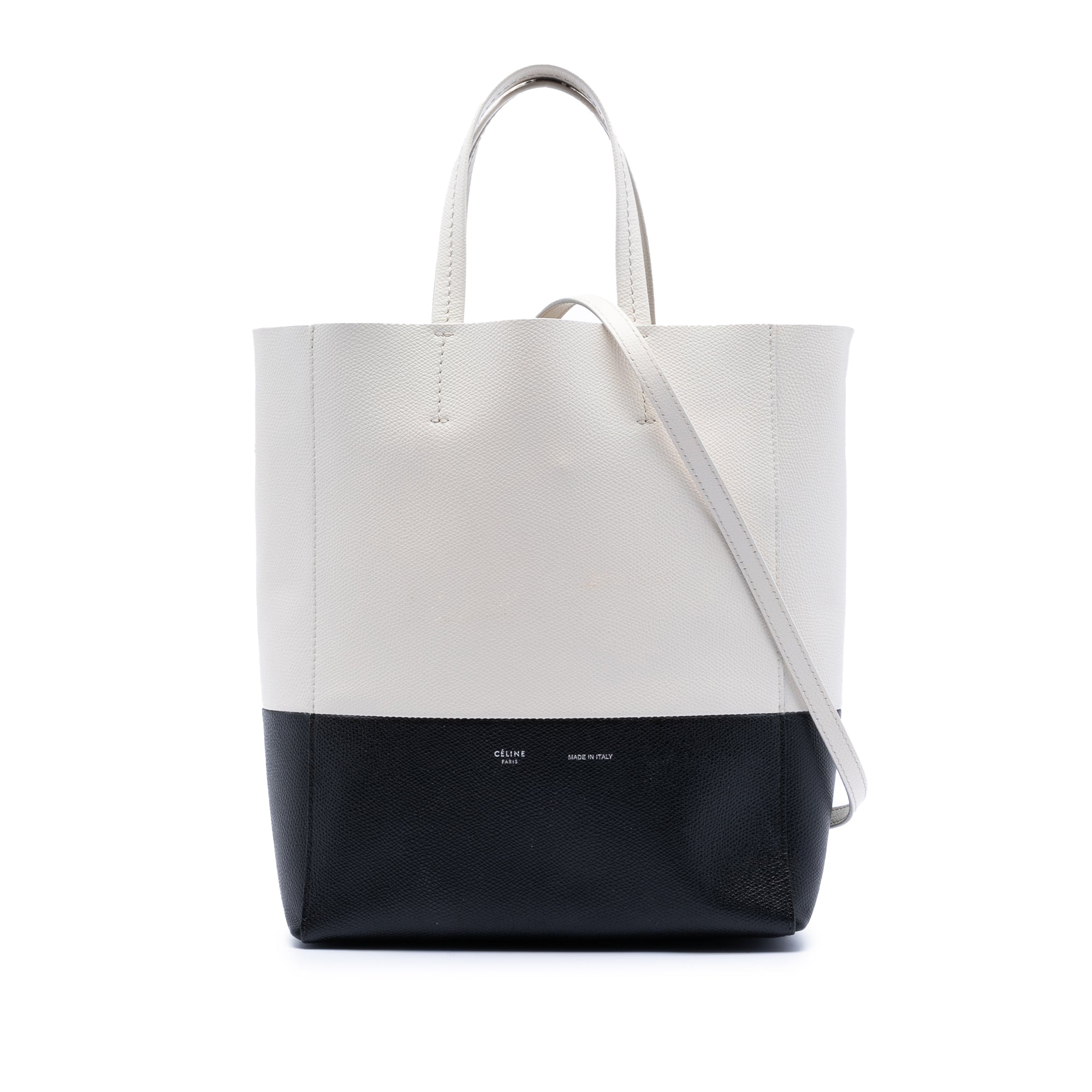 Small Bicolor Grained Calfskin Vertical Cabas Tote - Image 1
