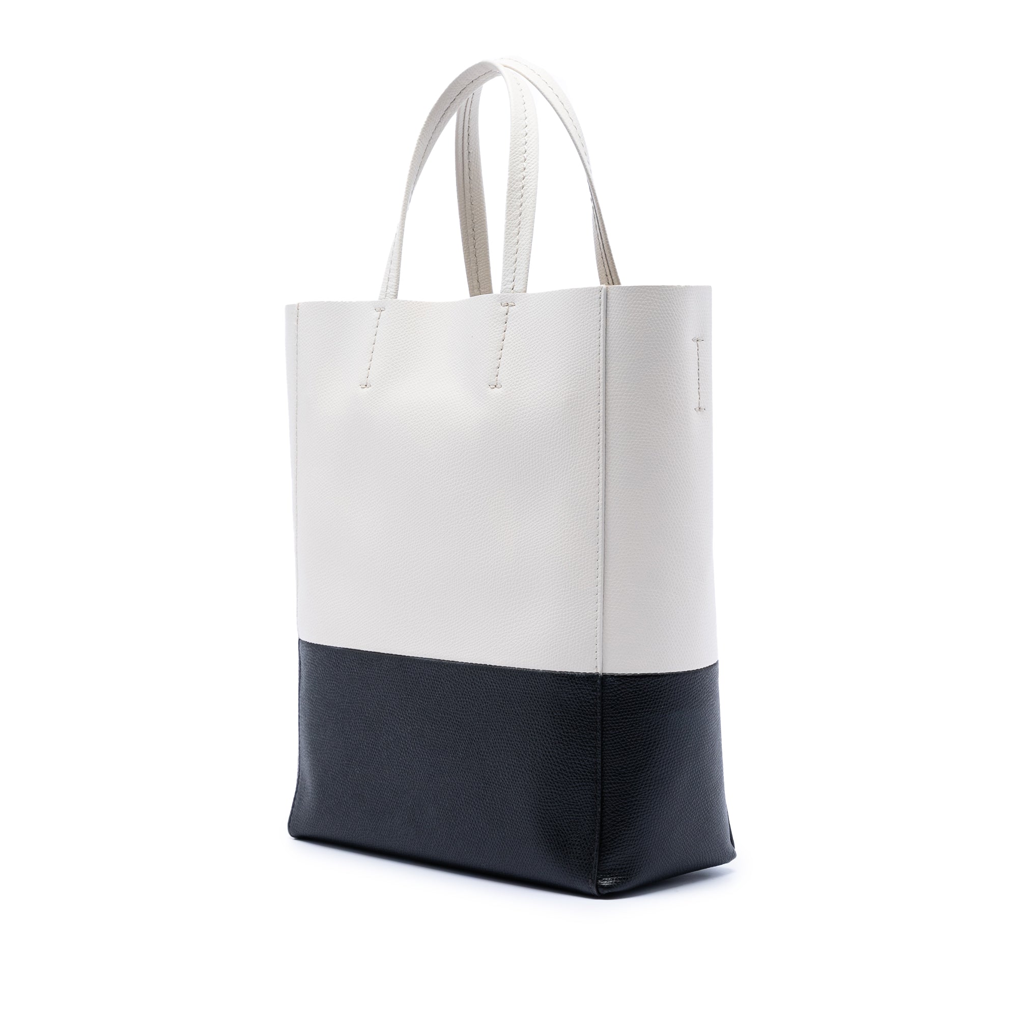 Small Bicolor Grained Calfskin Vertical Cabas Tote - Image 2