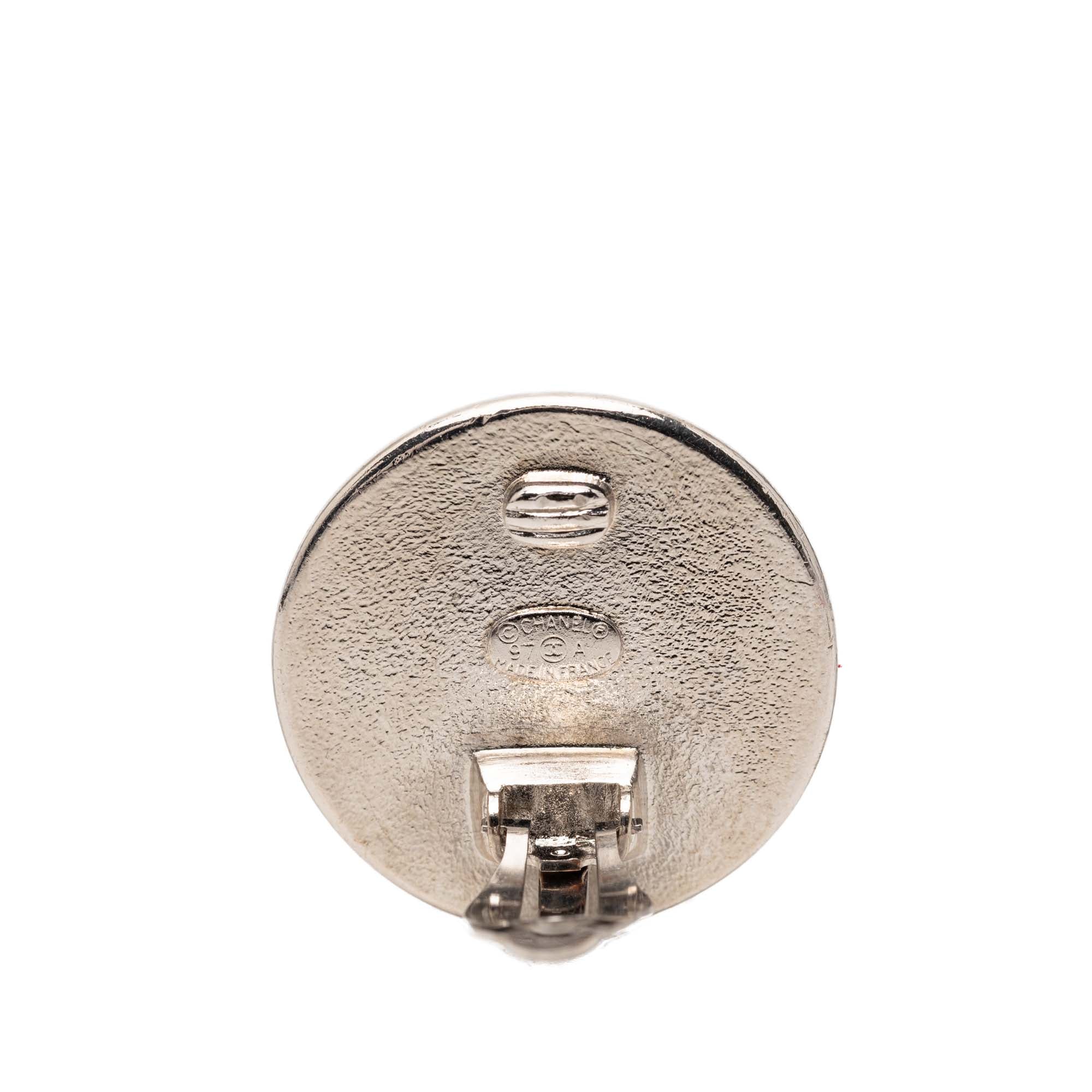 Silver Plated and Enamel CC Button Clip On Earrings - Image 3