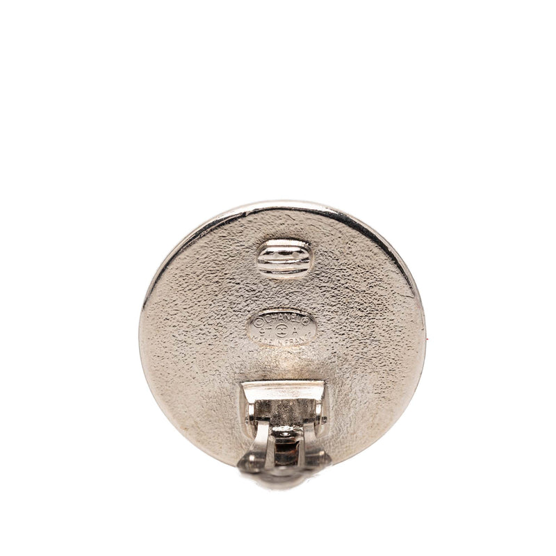 Silver Plated and Enamel CC Button Clip On Earrings - Image 3