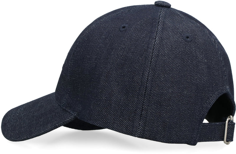 A.p.c. Cocsx Embroidered Logo Denim Baseball Cap — Navy Polyurethane Caps