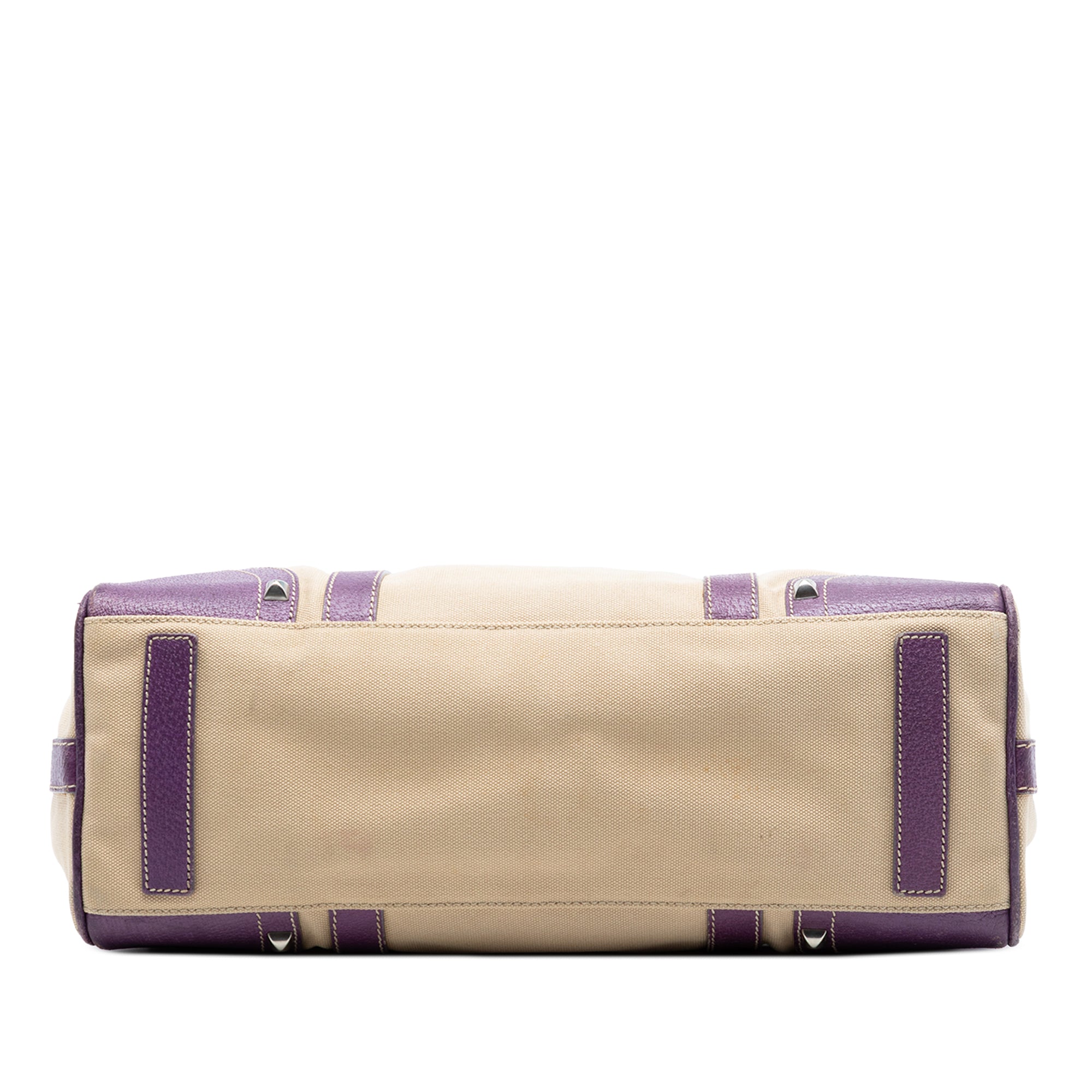 Studded Leather Trimmed Canvas Front Pocket Tote - Image 3