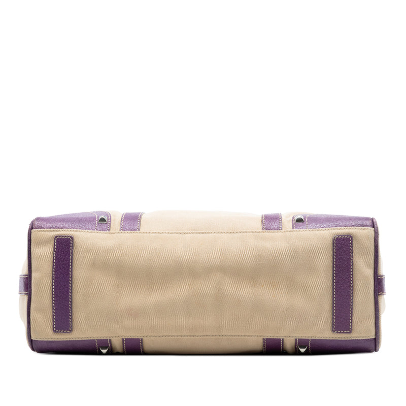 Studded Leather Trimmed Canvas Front Pocket Tote - Image 3