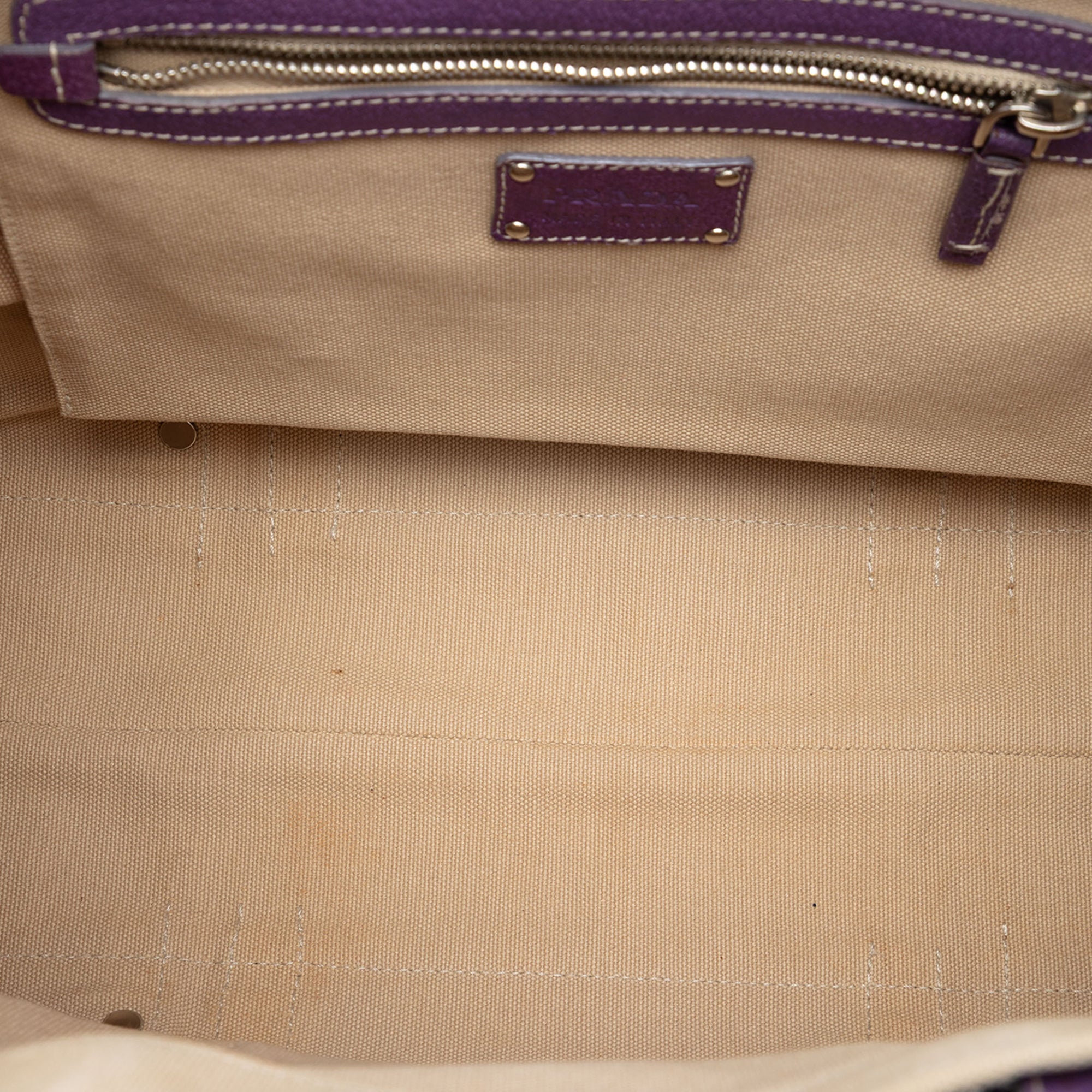 Studded Leather Trimmed Canvas Front Pocket Tote - Image 4