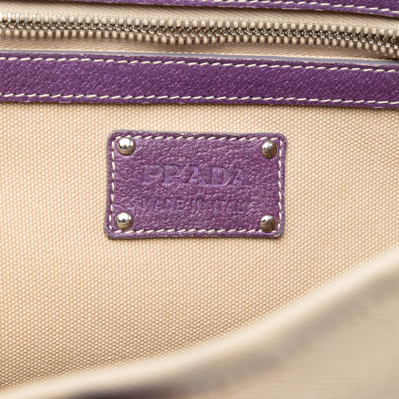 Studded Leather Trimmed Canvas Front Pocket Tote - Image 5