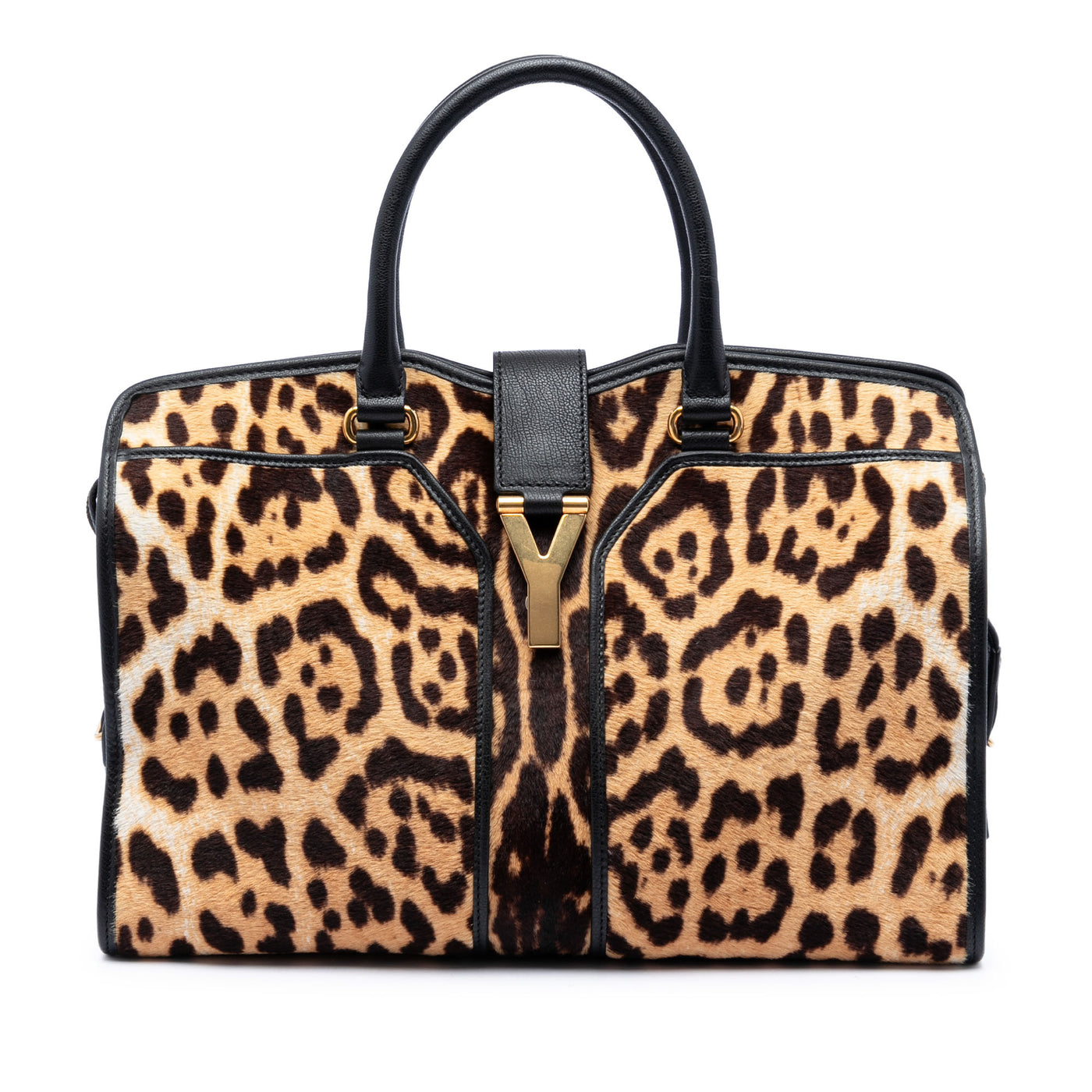 Medium Pony Hair Leopard Print and Calfskin Cabas Chyc Satchel - Image 1