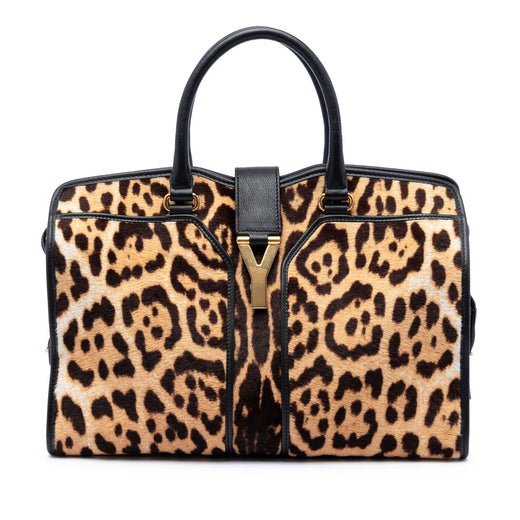Medium Pony Hair Leopard Print and Calfskin Cabas Chyc Satchel - Image 1