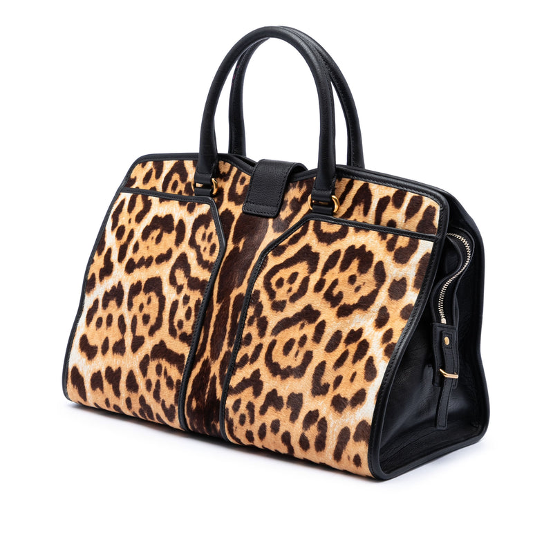 Medium Pony Hair Leopard Print and Calfskin Cabas Chyc Satchel - Image 2