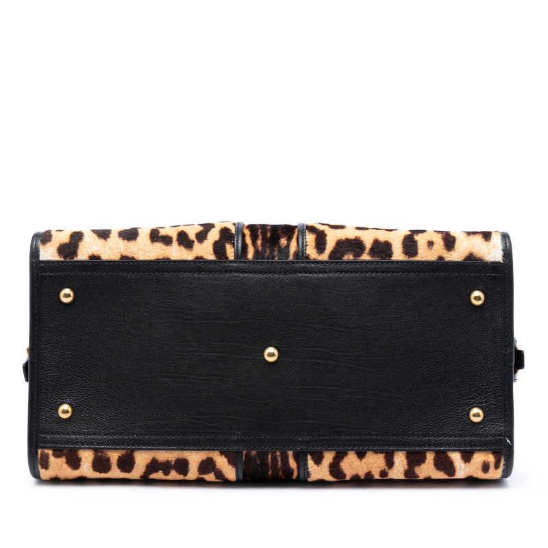 Medium Pony Hair Leopard Print and Calfskin Cabas Chyc Satchel - Image 3