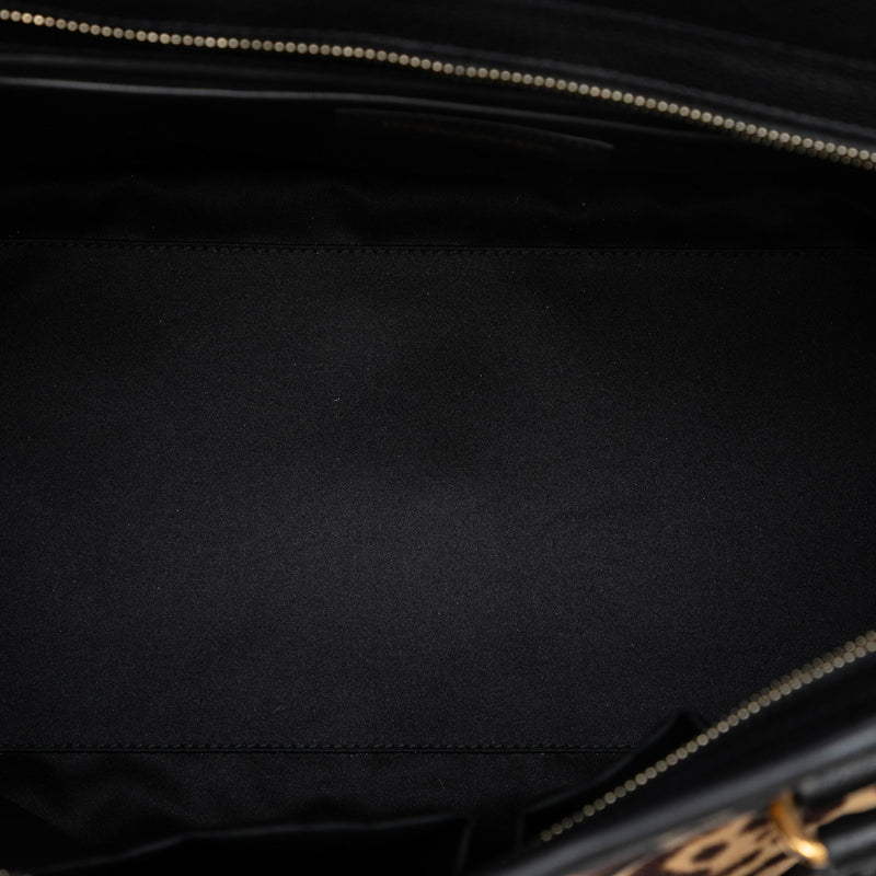 Medium Pony Hair Leopard Print and Calfskin Cabas Chyc Satchel - Image 4