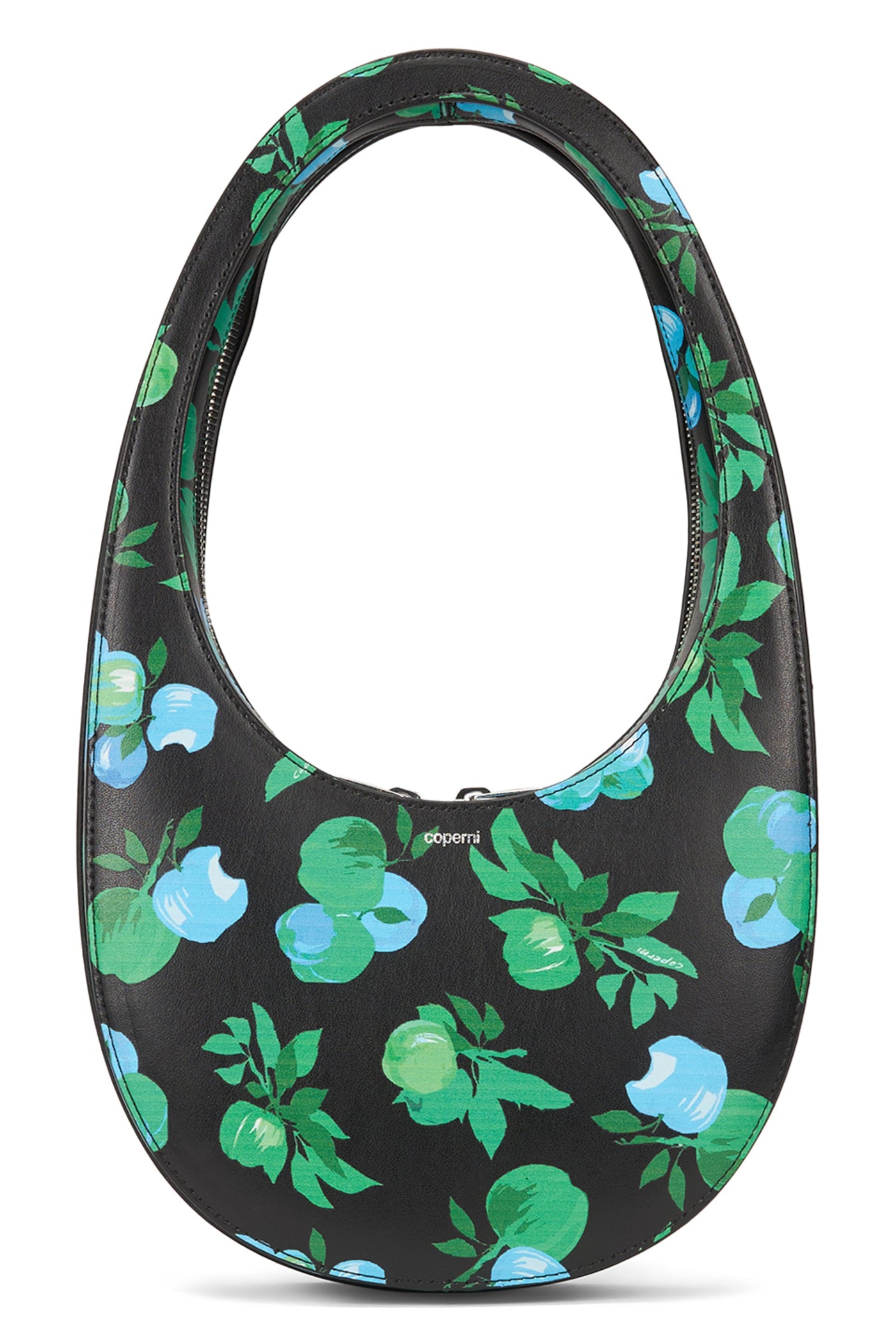 Coperni Swipe Flora Shoulder Bag — Black Polyurethane