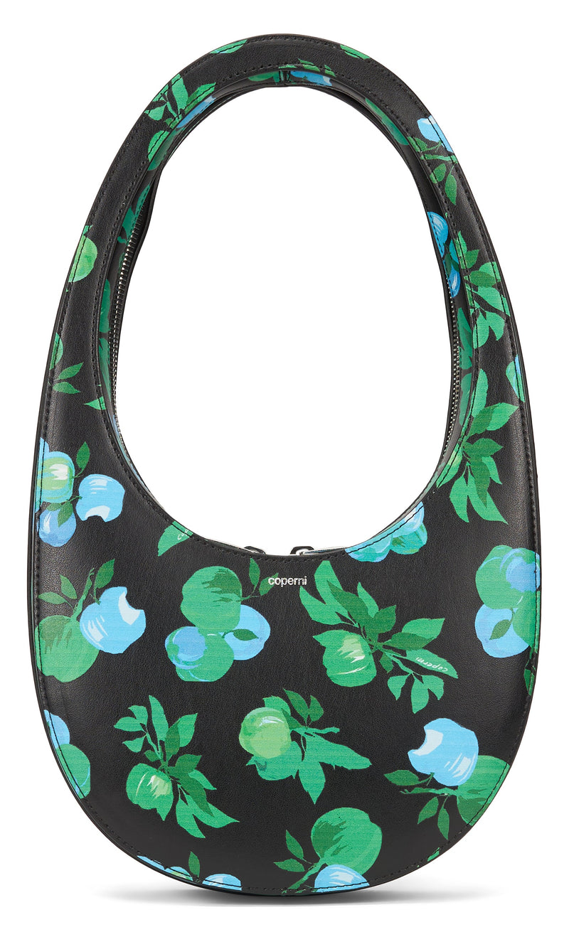 Coperni Swipe Flora Shoulder Bag — Black Polyurethane
