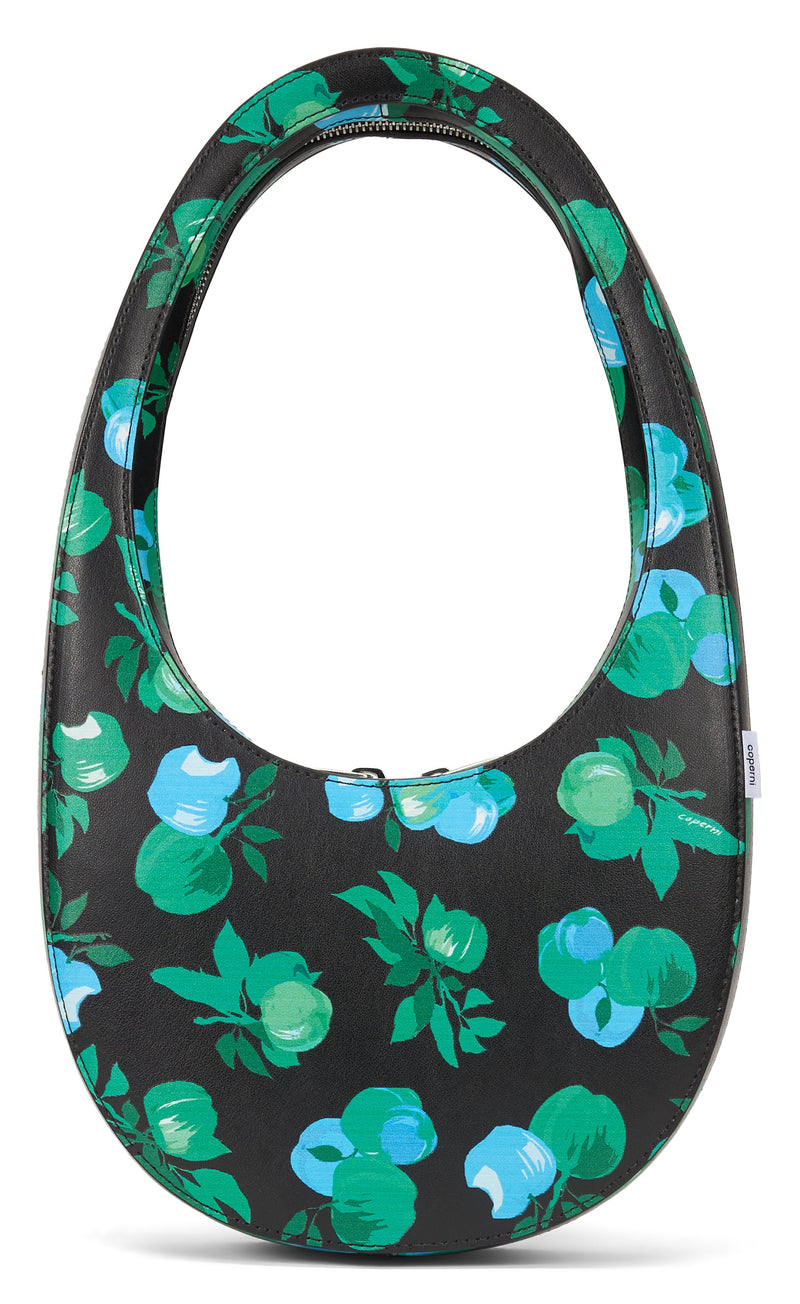 Coperni Swipe Flora Shoulder Bag — Black Polyurethane