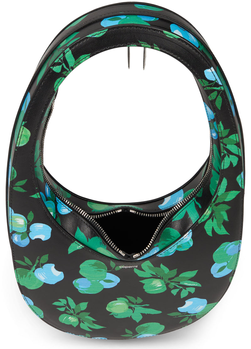 Coperni Swipe Flora Shoulder Bag — Black Polyurethane