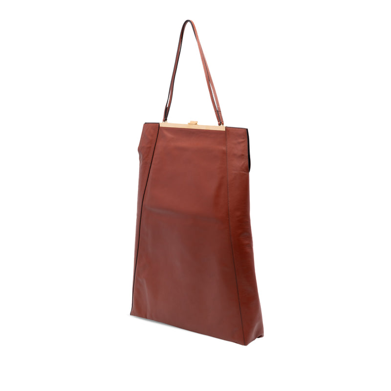 Leather Tall Clasp Cabas Tote - Image 2