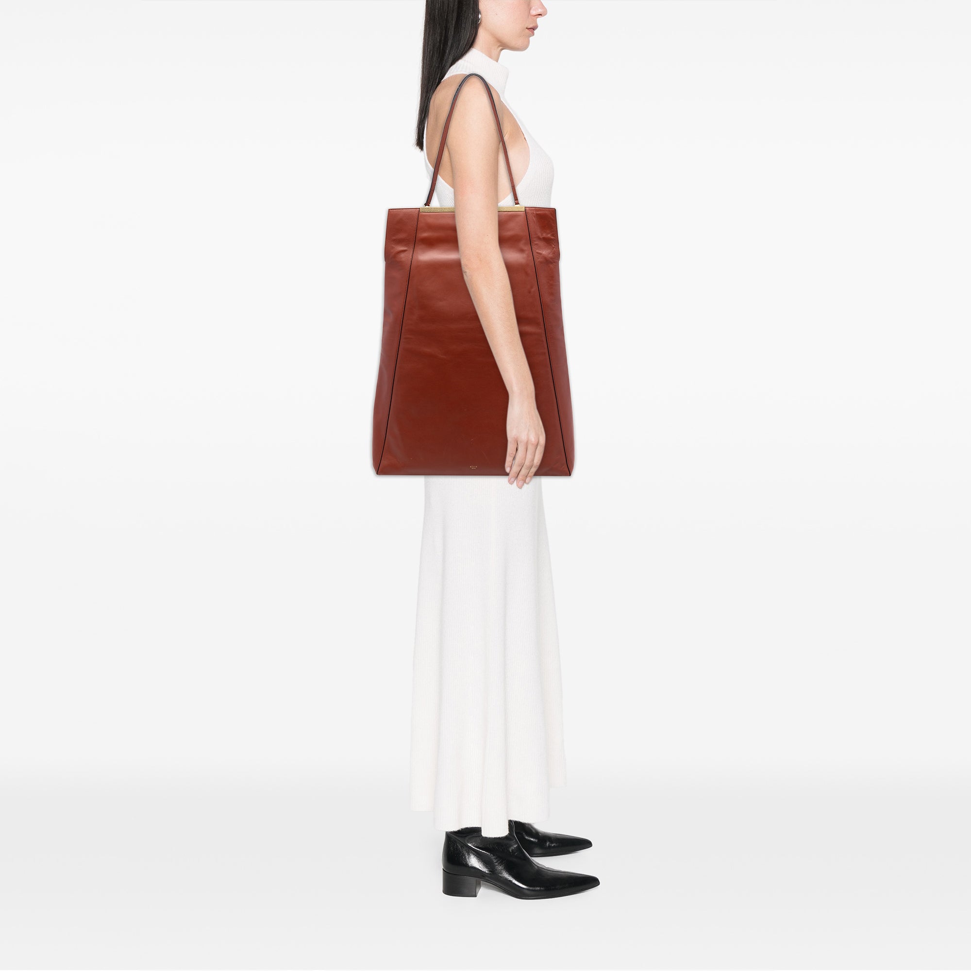 Leather Tall Clasp Cabas Tote - Image 7