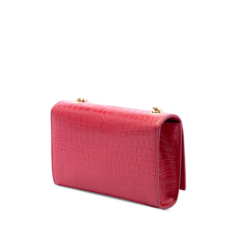Small Croc Embossed Leather Kate Tassel Crossbody - Image 2