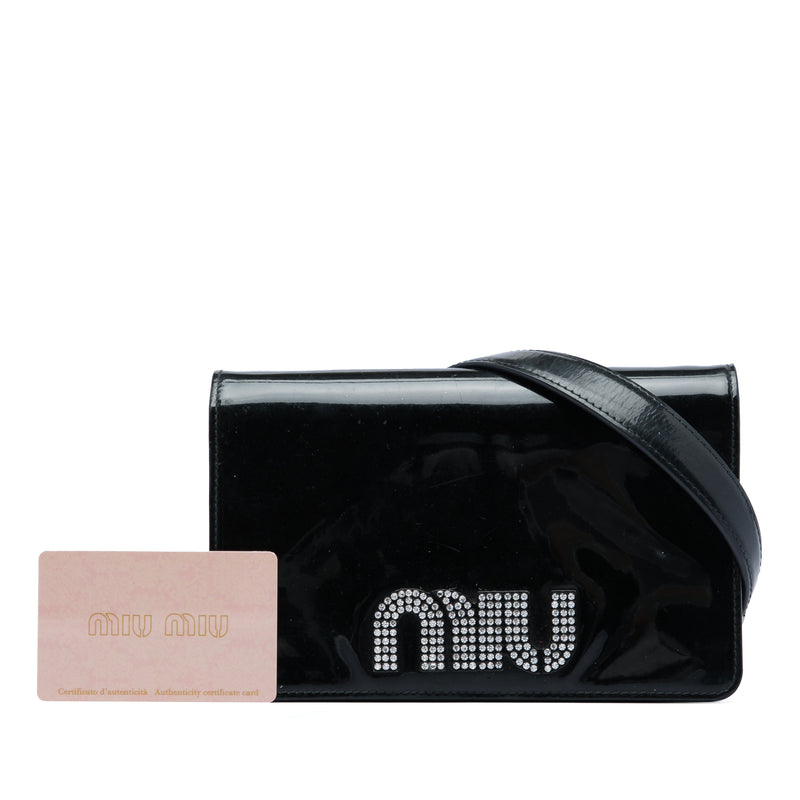 Patent Crystal Embellished Logo Wallet On Chain - Image 7