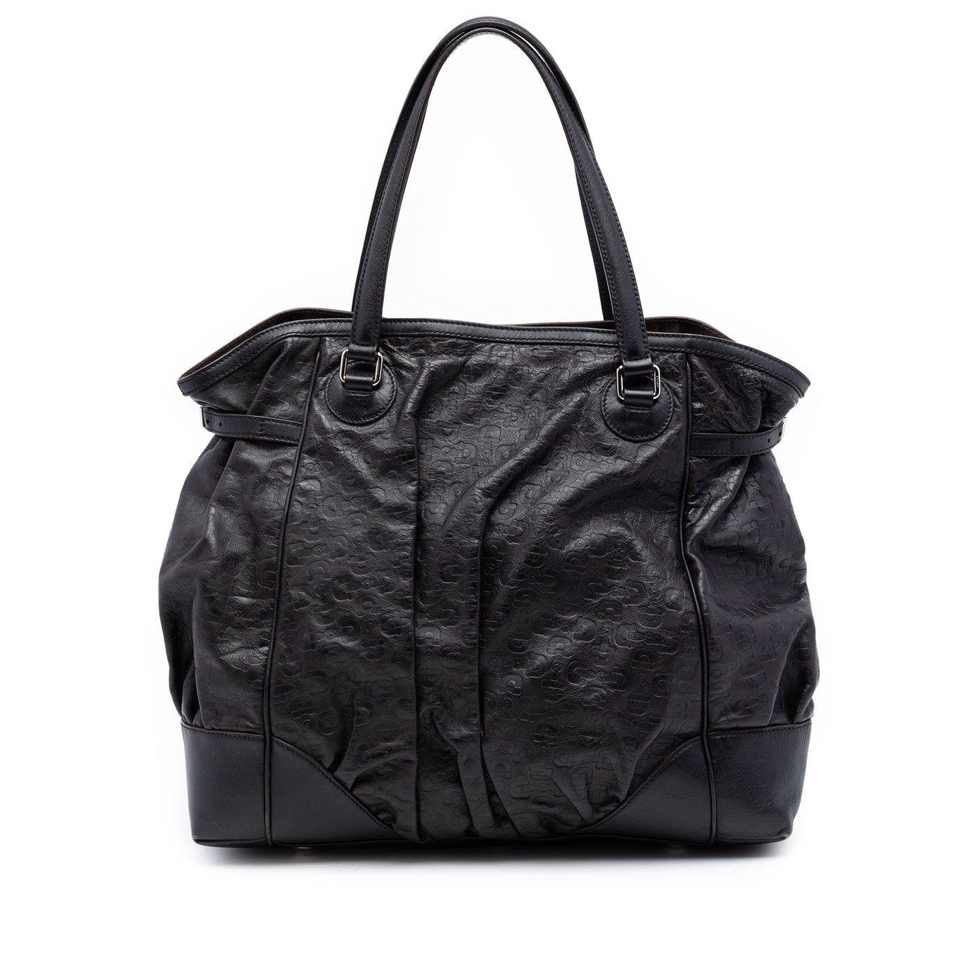 Embossed Leather Horsebit Full Moon Tote - Image 1