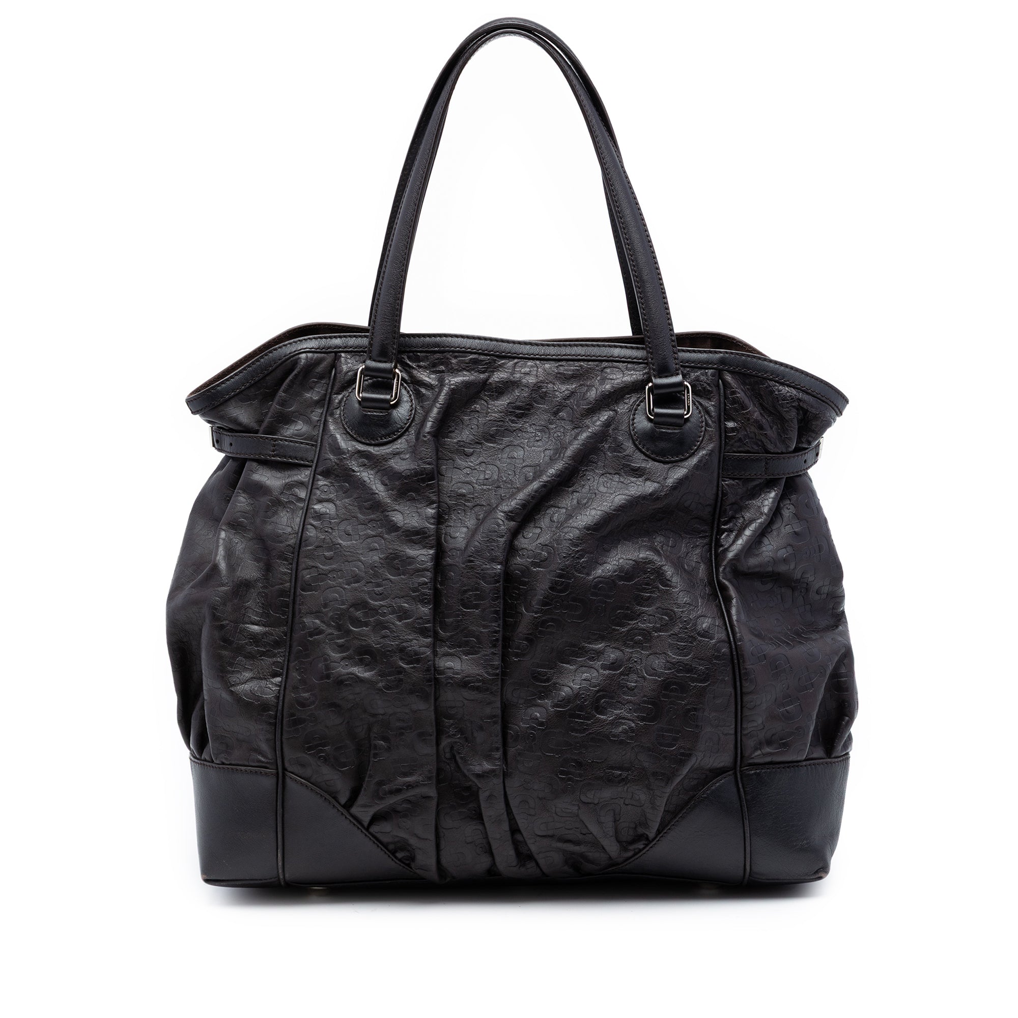 Embossed Leather Horsebit Full Moon Tote - Image 1