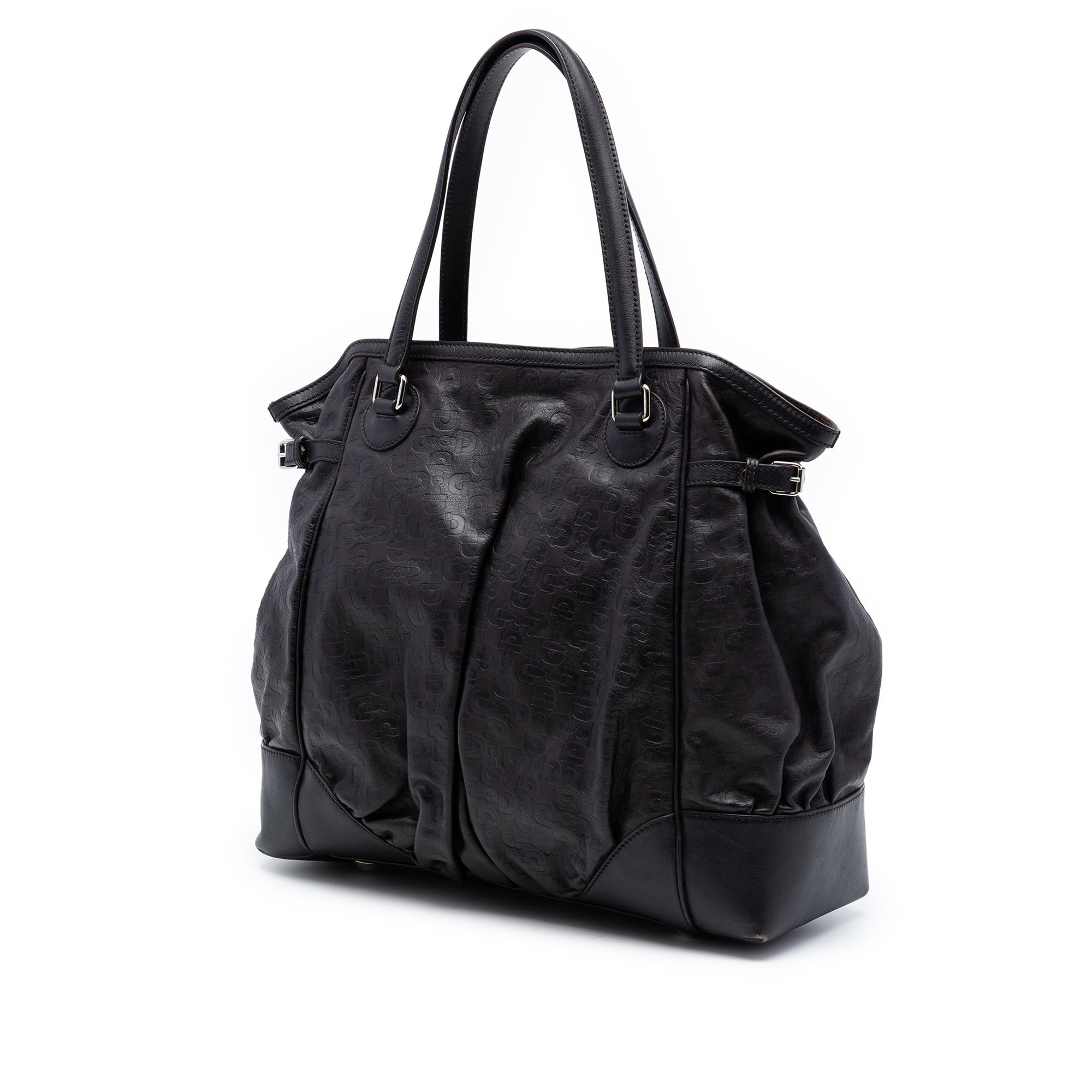 Embossed Leather Horsebit Full Moon Tote - Image 2