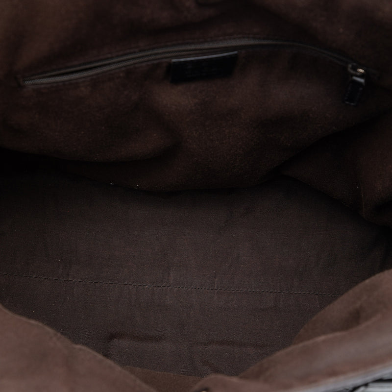 Embossed Leather Horsebit Full Moon Tote - Image 4