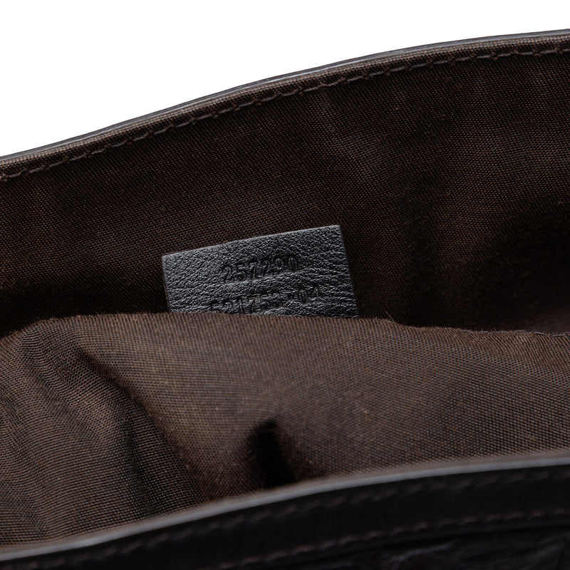 Embossed Leather Horsebit Full Moon Tote - Image 5