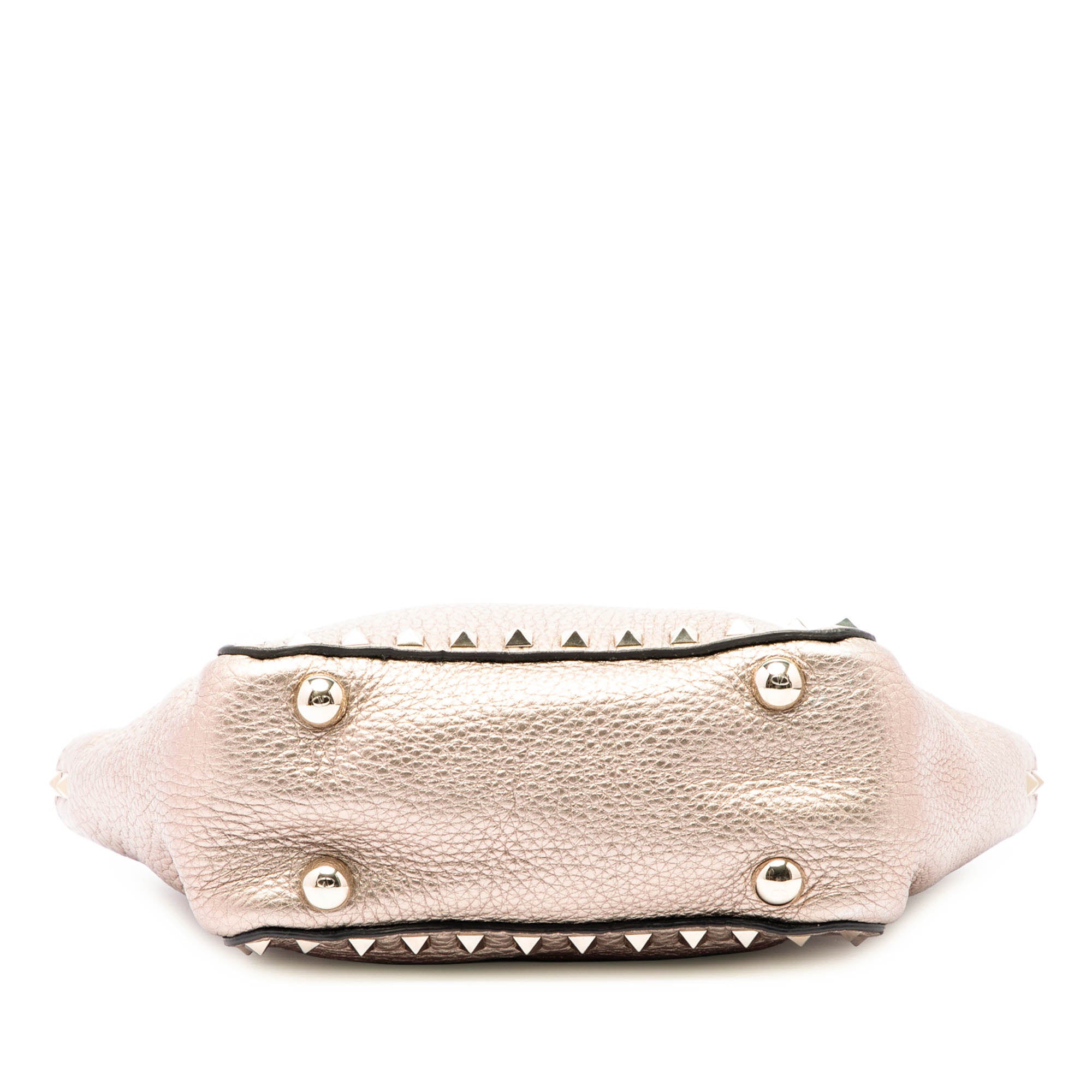 Mini Metallic Pebbled Calfskin Rockstud Trapeze Satchel - Image 3