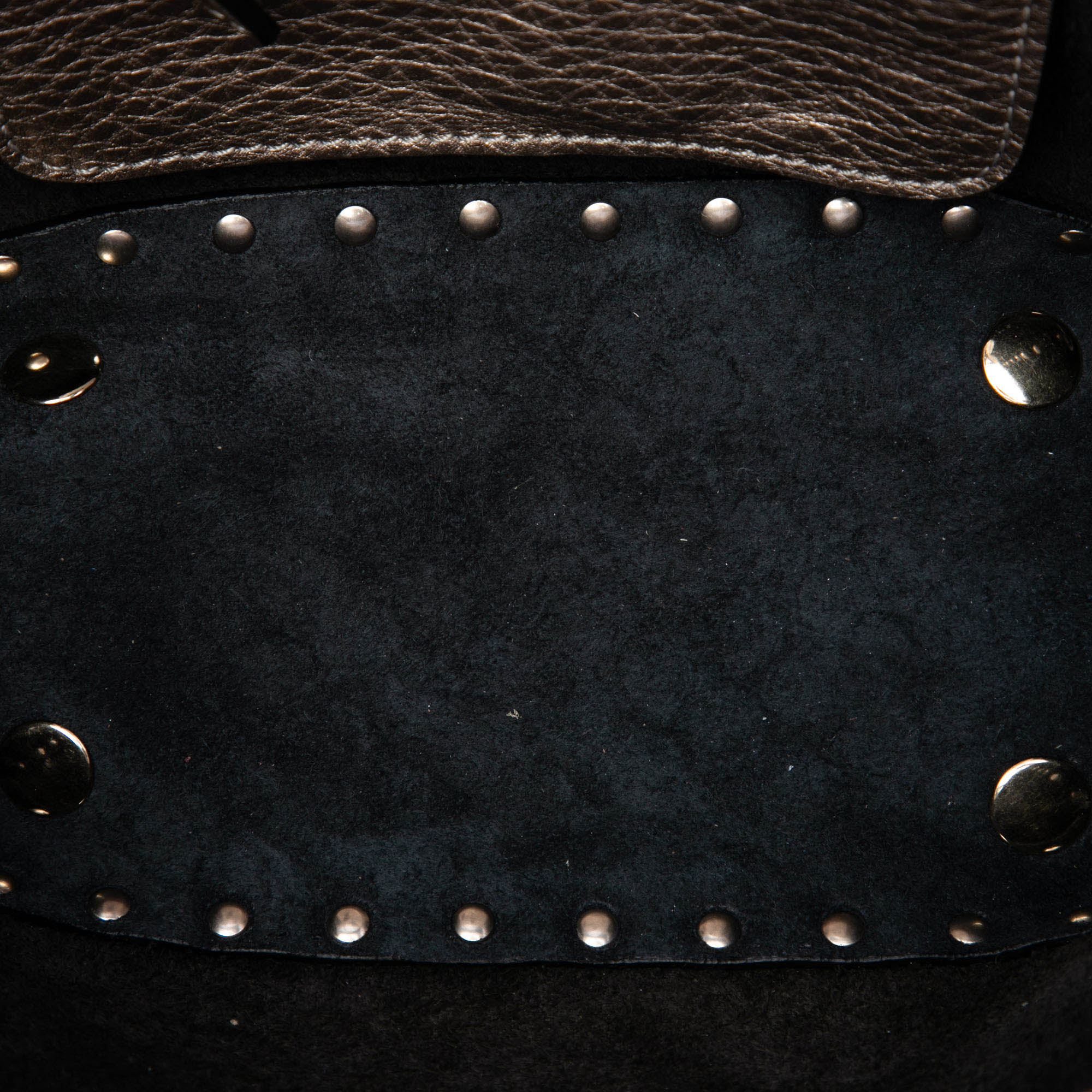 Mini Metallic Pebbled Calfskin Rockstud Trapeze Satchel - Image 4
