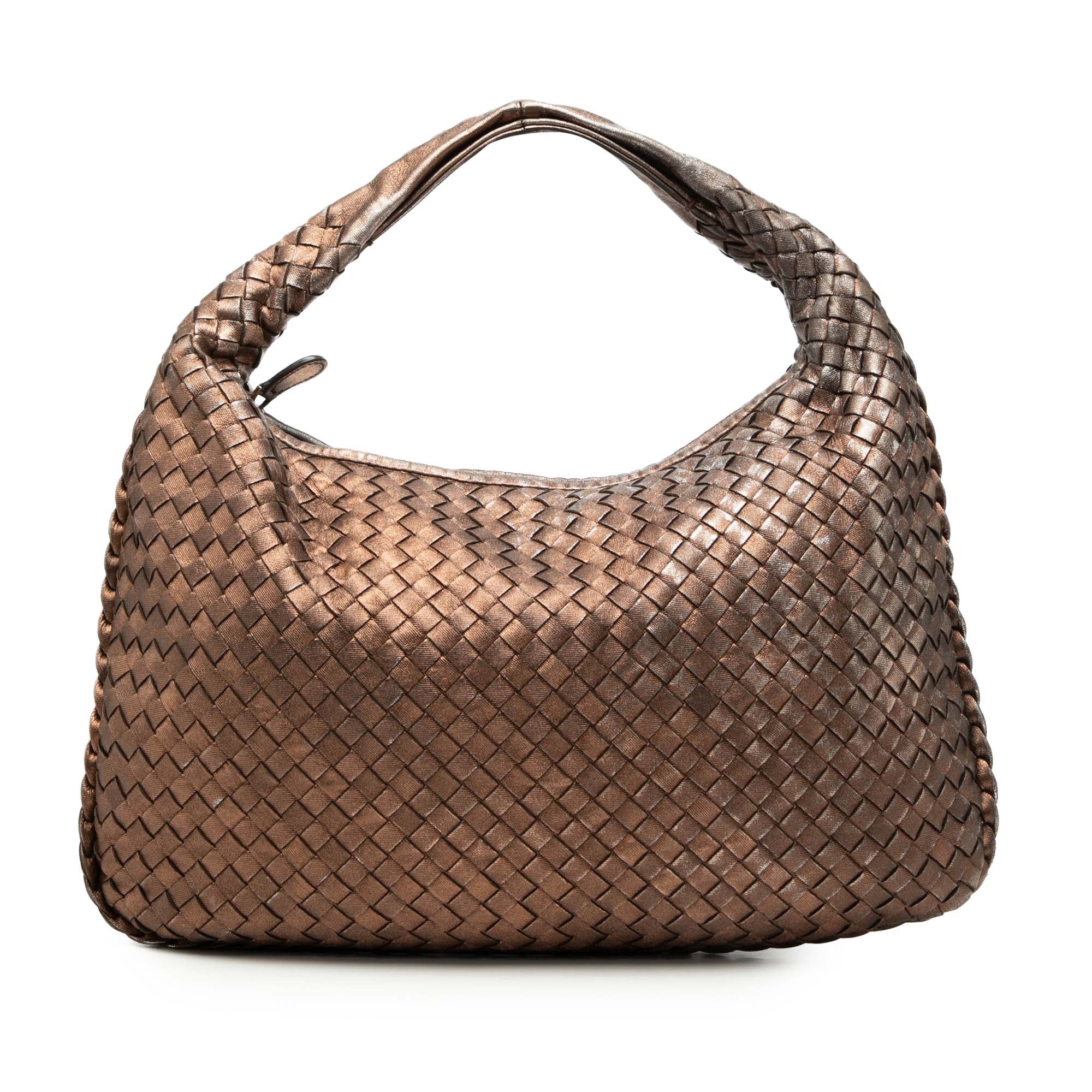 Small Metallic Nappa Intrecciato Veneta Hobo - Image 1