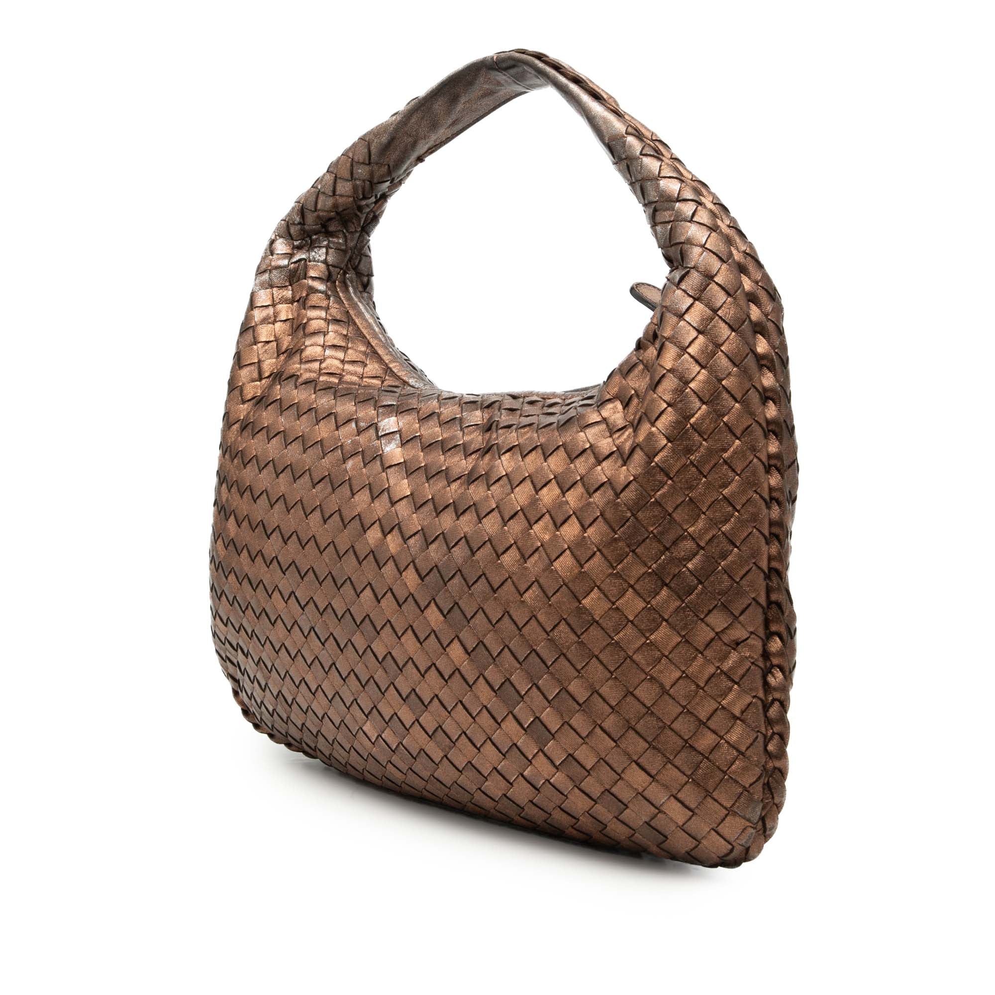 Small Metallic Nappa Intrecciato Veneta Hobo - Image 2
