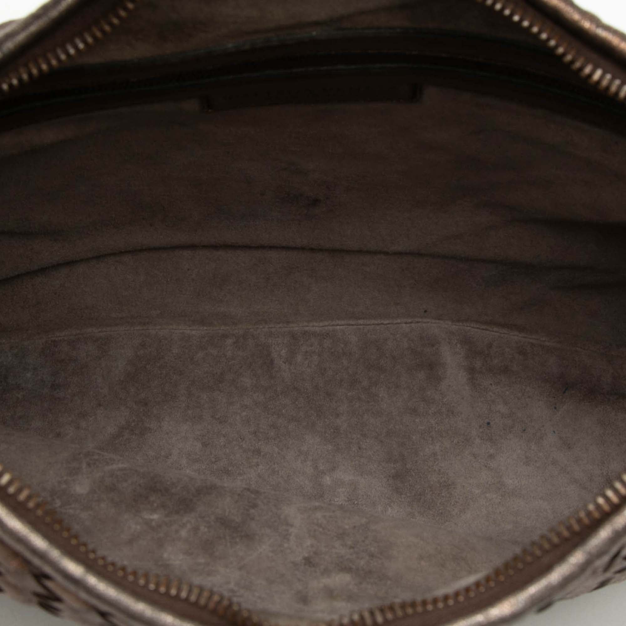 Small Metallic Nappa Intrecciato Veneta Hobo - Image 4