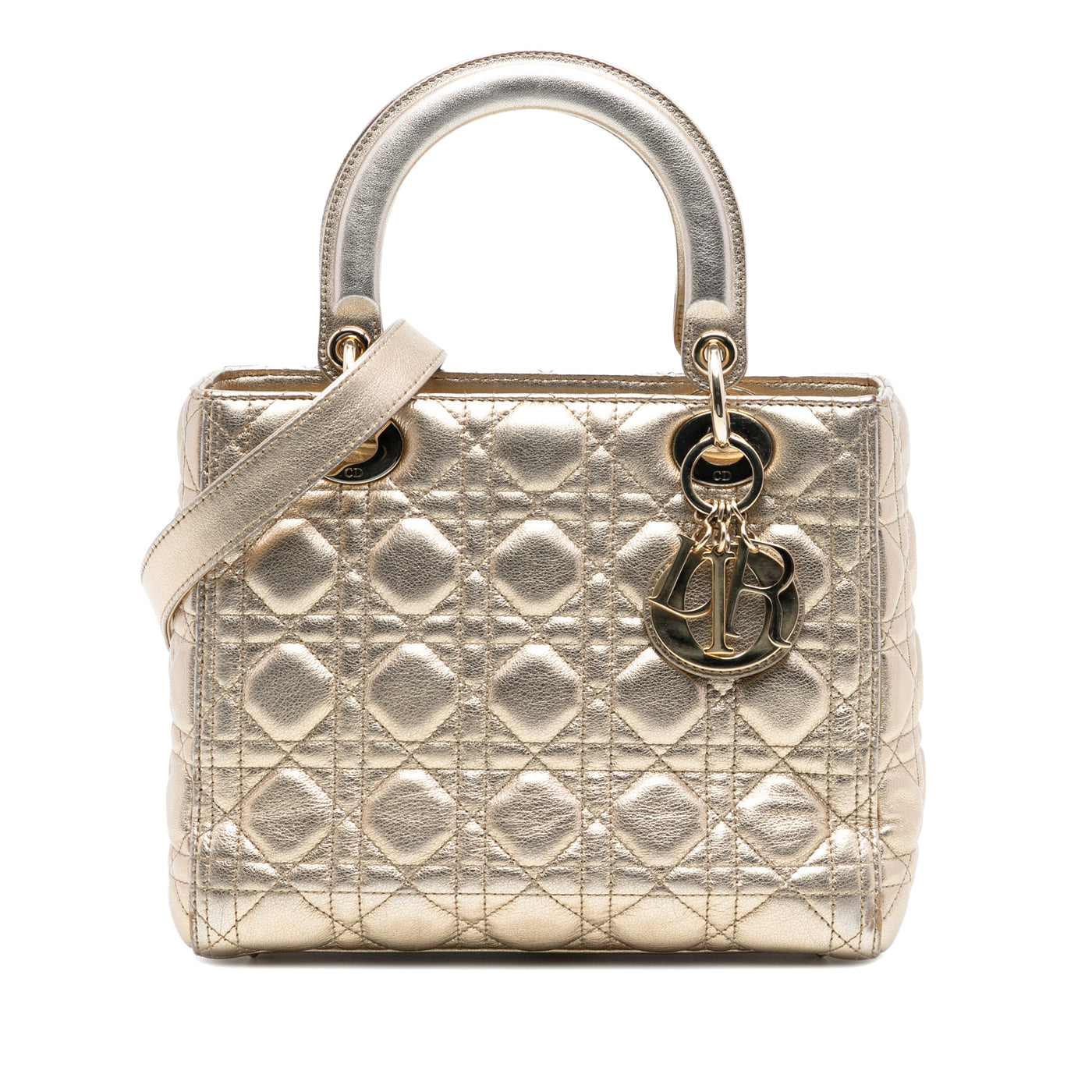 Medium Metallic Lambskin Cannage Lady Dior - Image 1