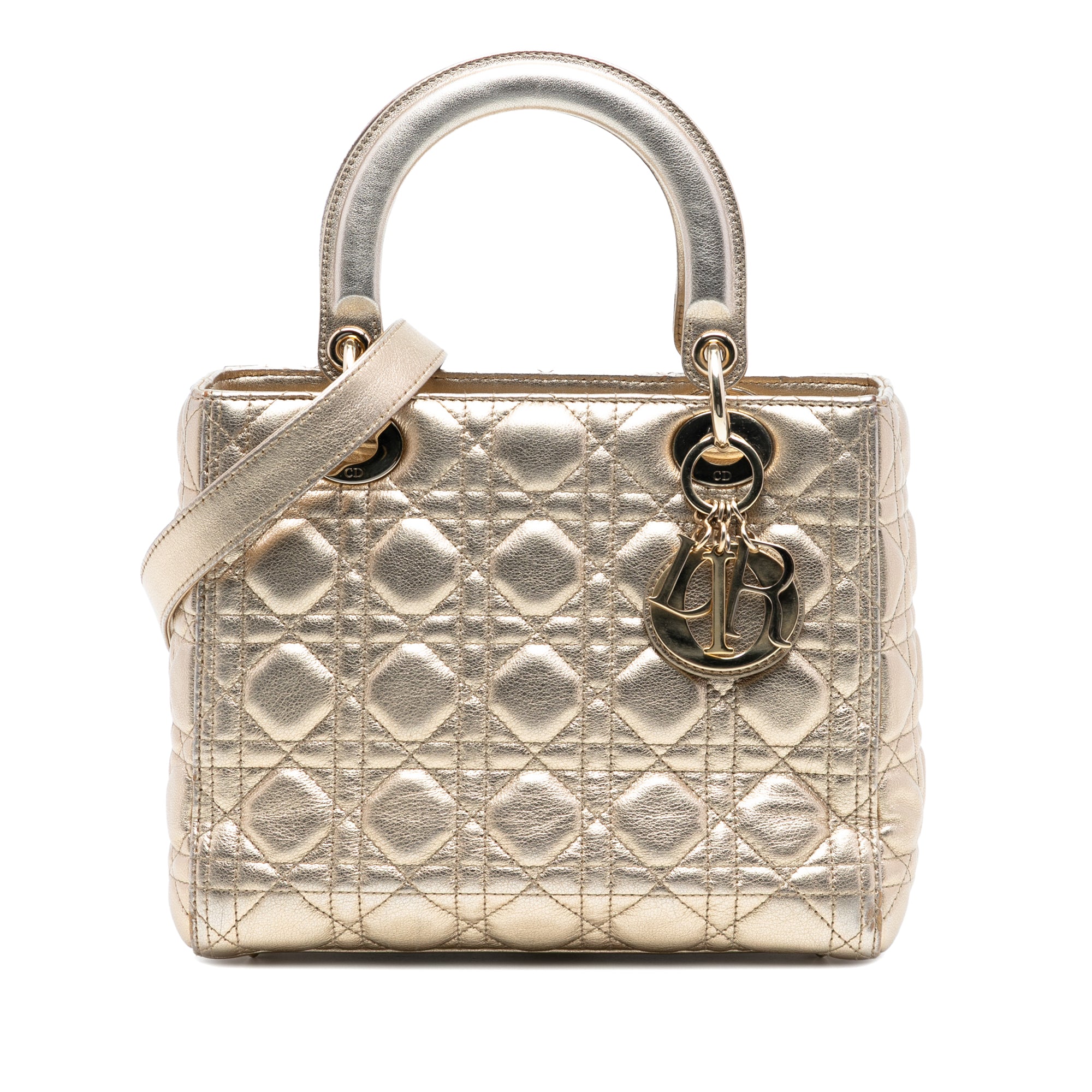 Medium Metallic Lambskin Cannage Lady Dior - Image 1