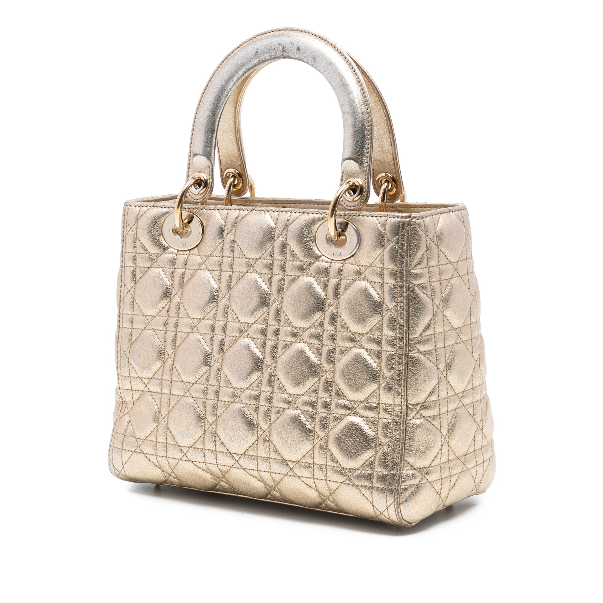 Medium Metallic Lambskin Cannage Lady Dior - Image 2