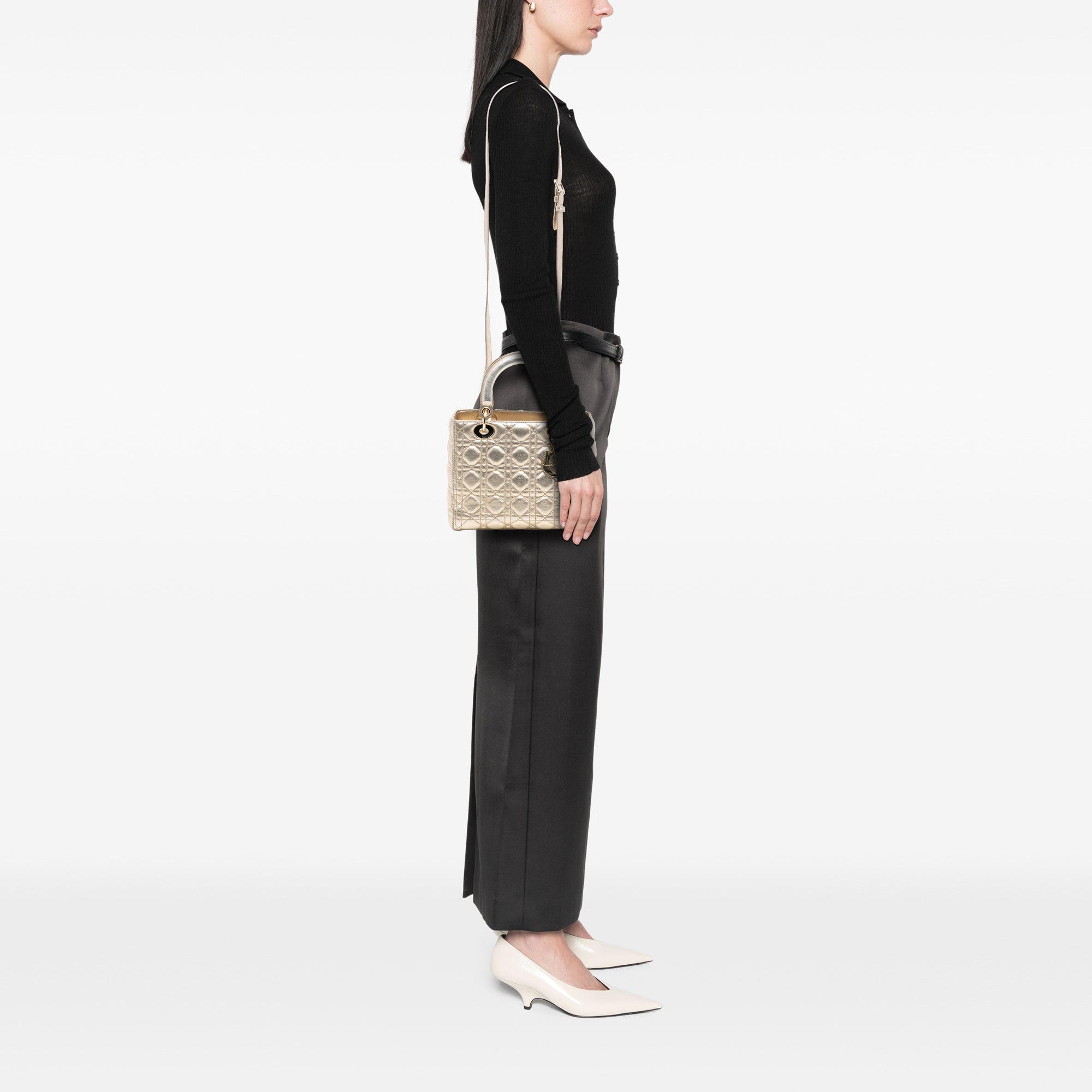 Medium Metallic Lambskin Cannage Lady Dior - Image 7